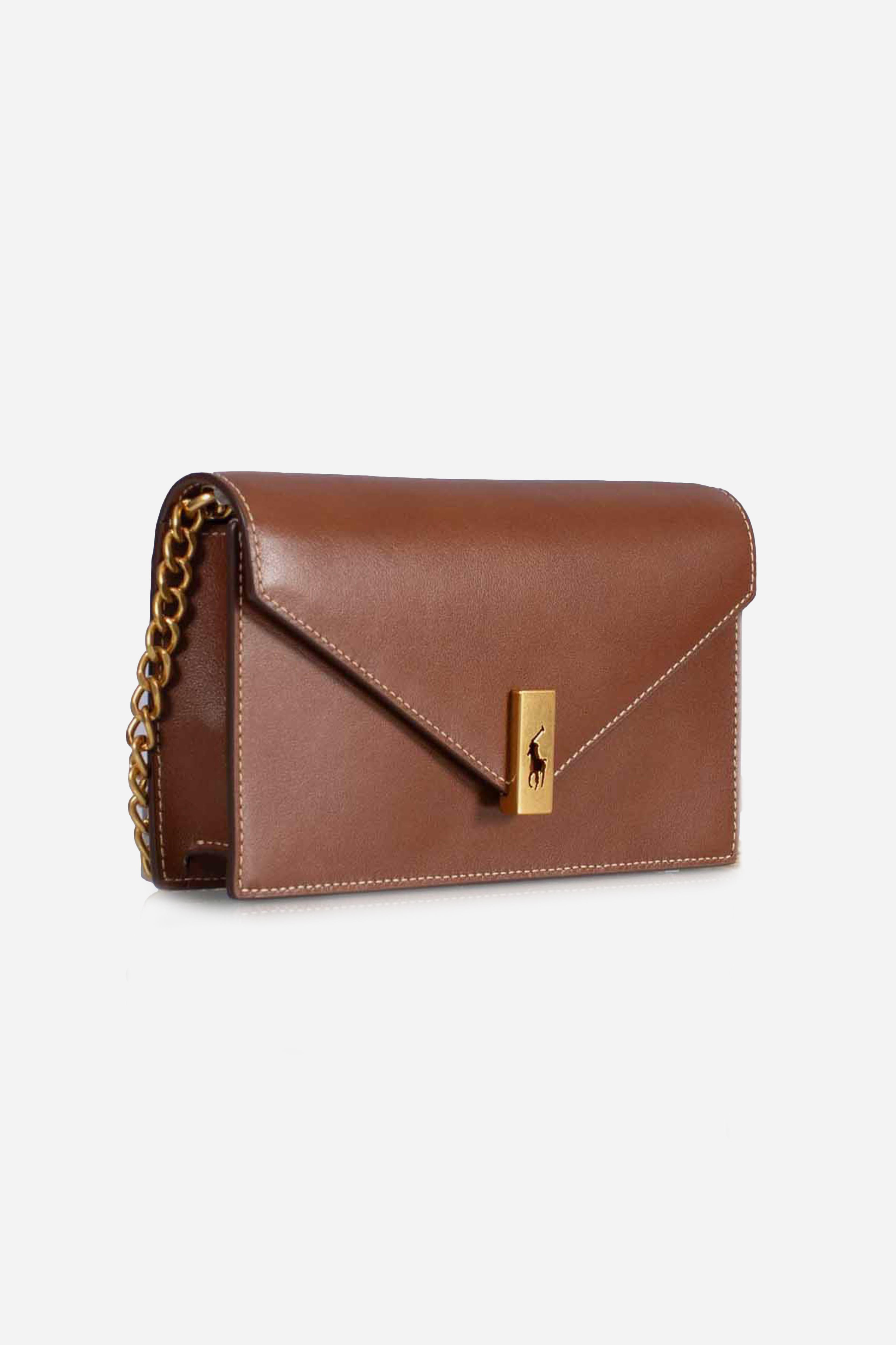 Borsa portafoglio Polo ID pelle e catena brown 427961946003 POLO RALPH LAUREN