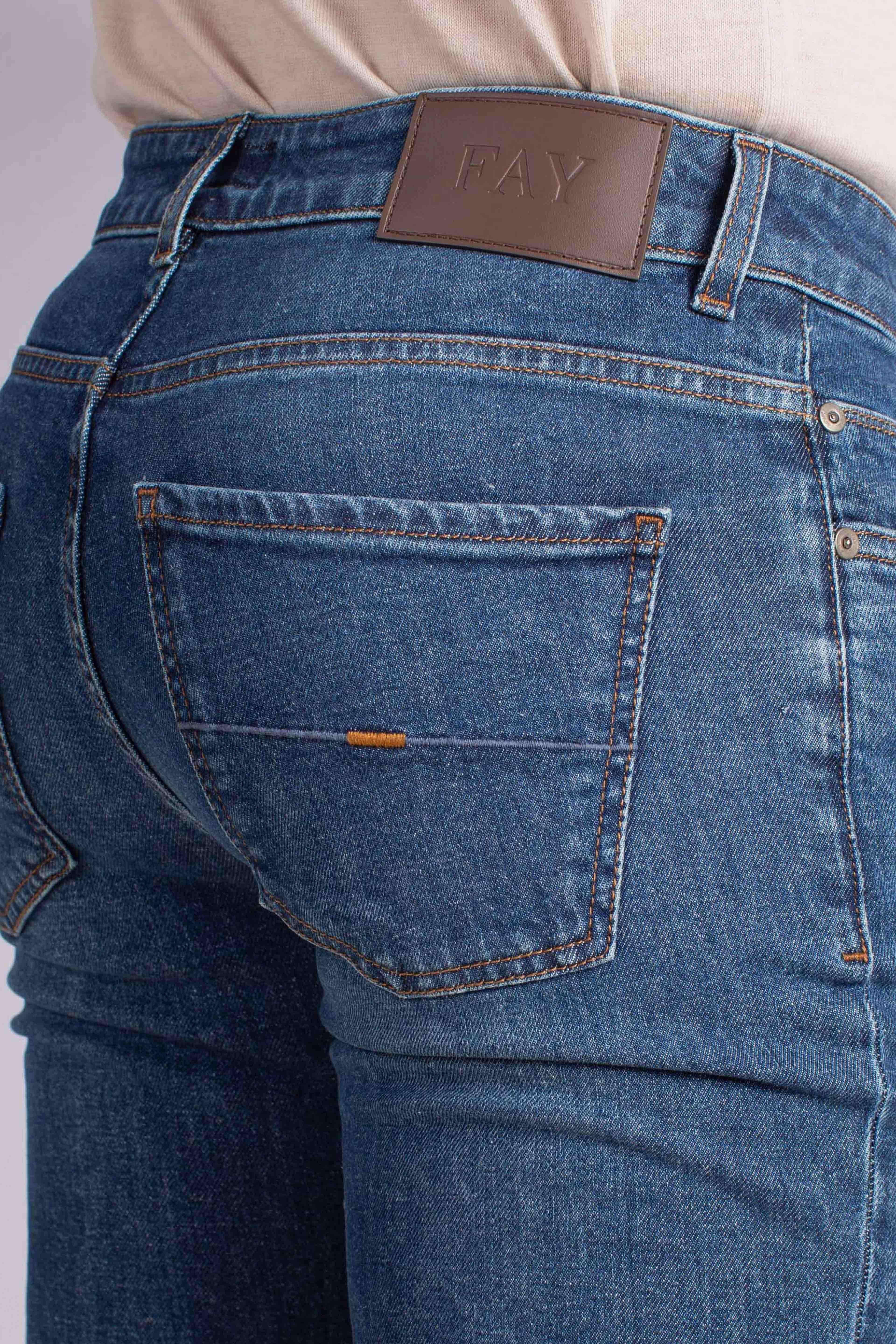 Jeans 5 Tasche in Denim Stretch blu NTM8251196LUORU607 FAY