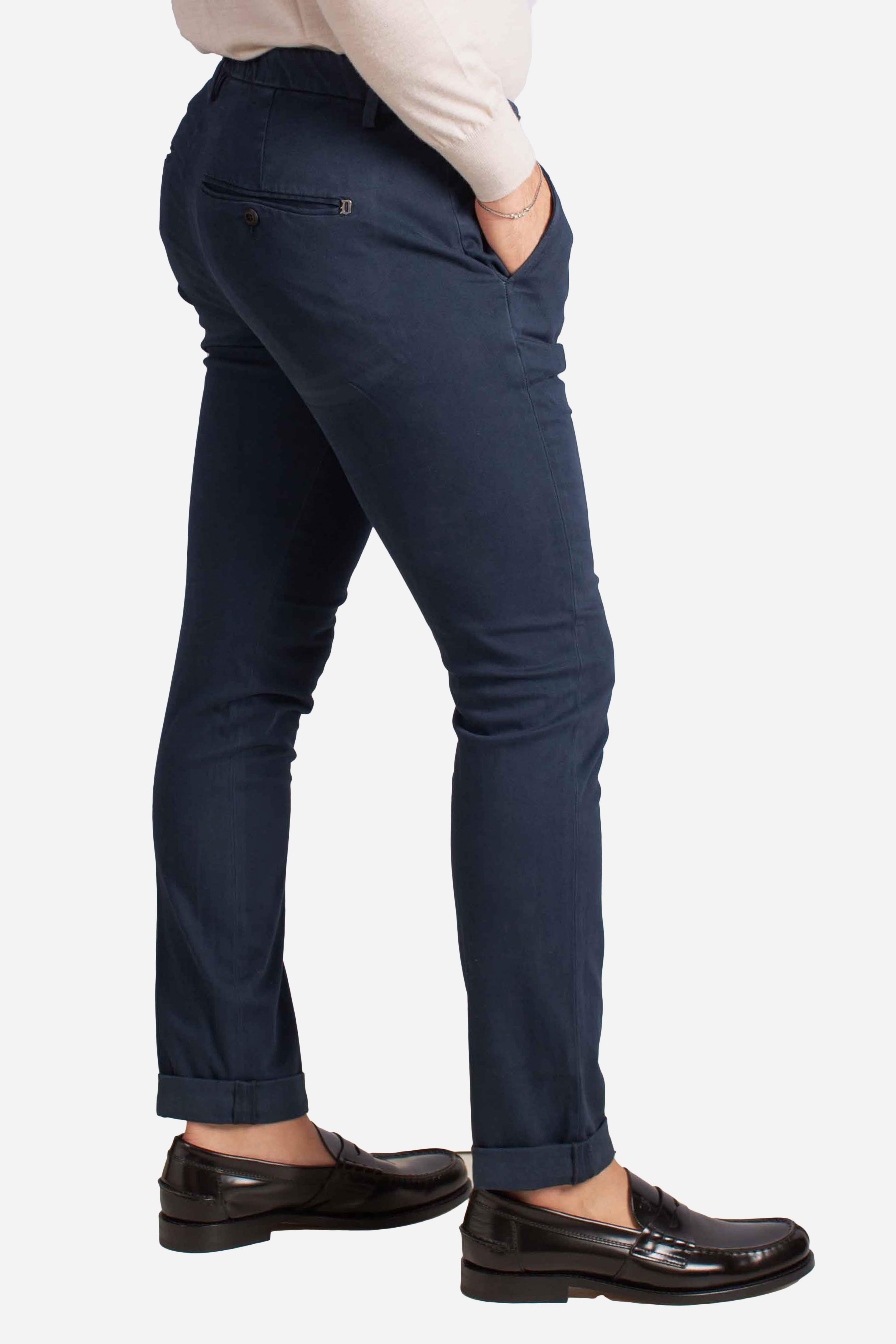 Pantaloni Slim Fit in Cotone Stretch blu UP235RSE032U890 DONDUP