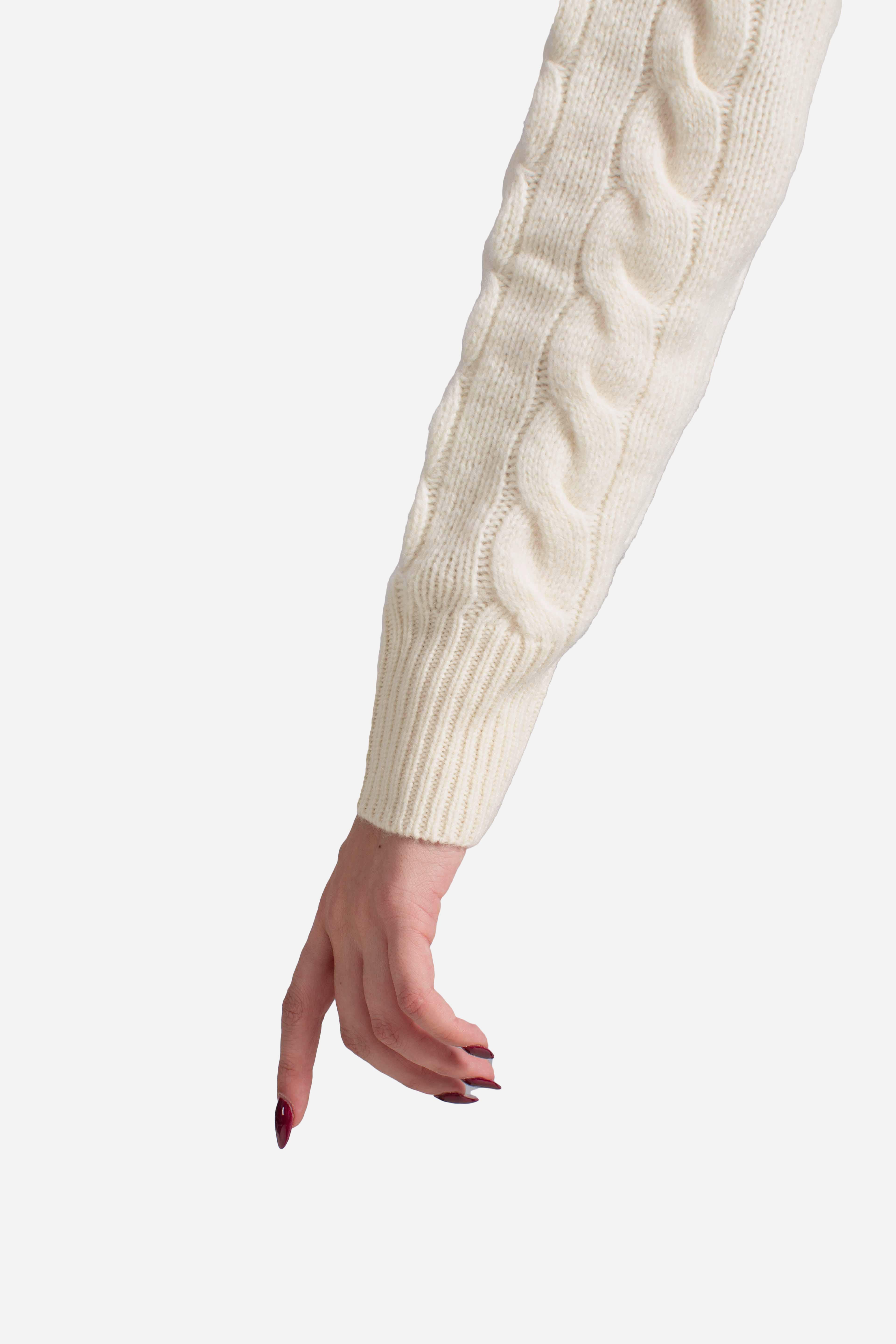 Cardigan a trecce in lana e cashmere white 211972104002 POLO RALPH LAUREN