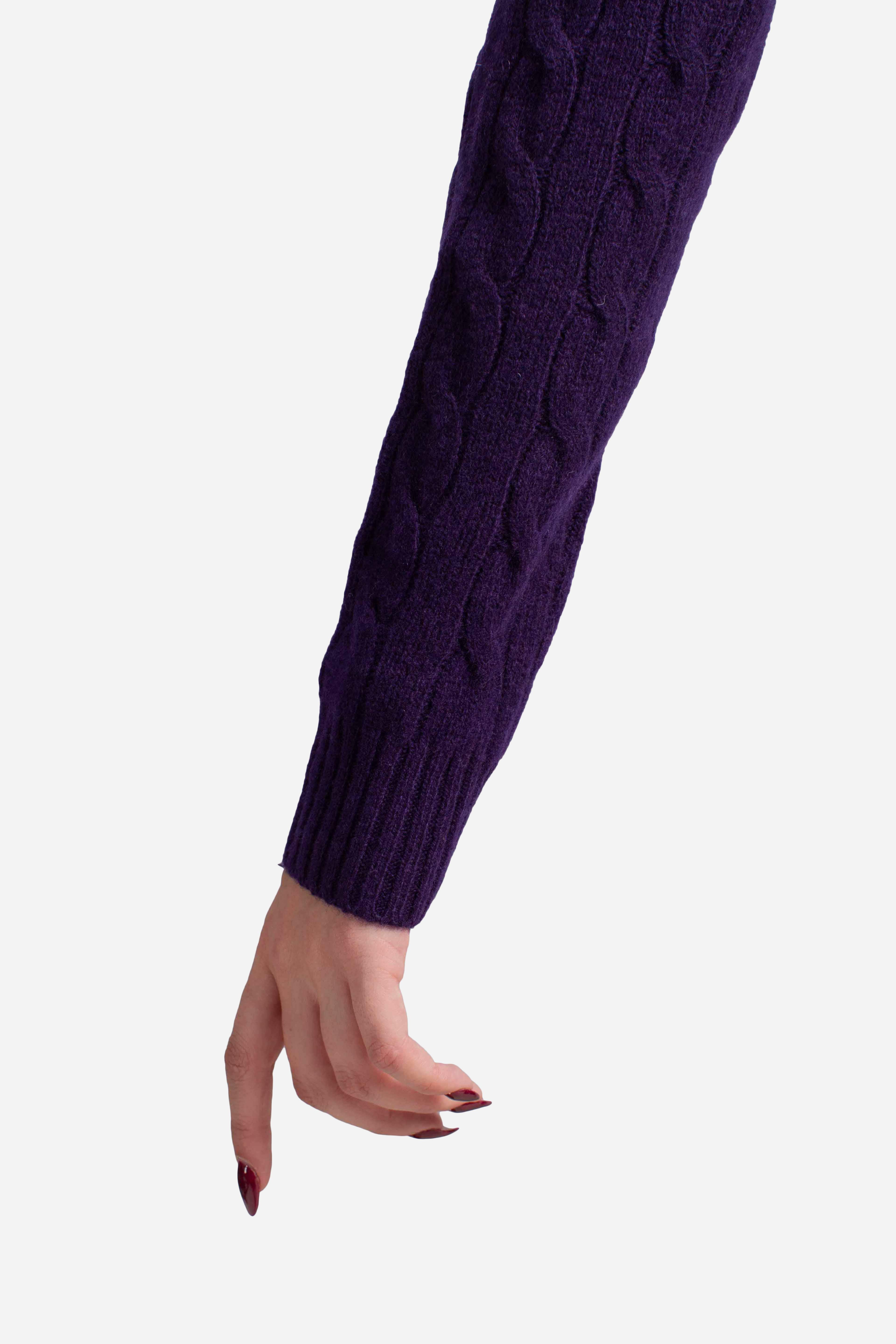 Girocollo in lana e cashmere a trecce purple 211971865011 POLO RALPH LAUREN
