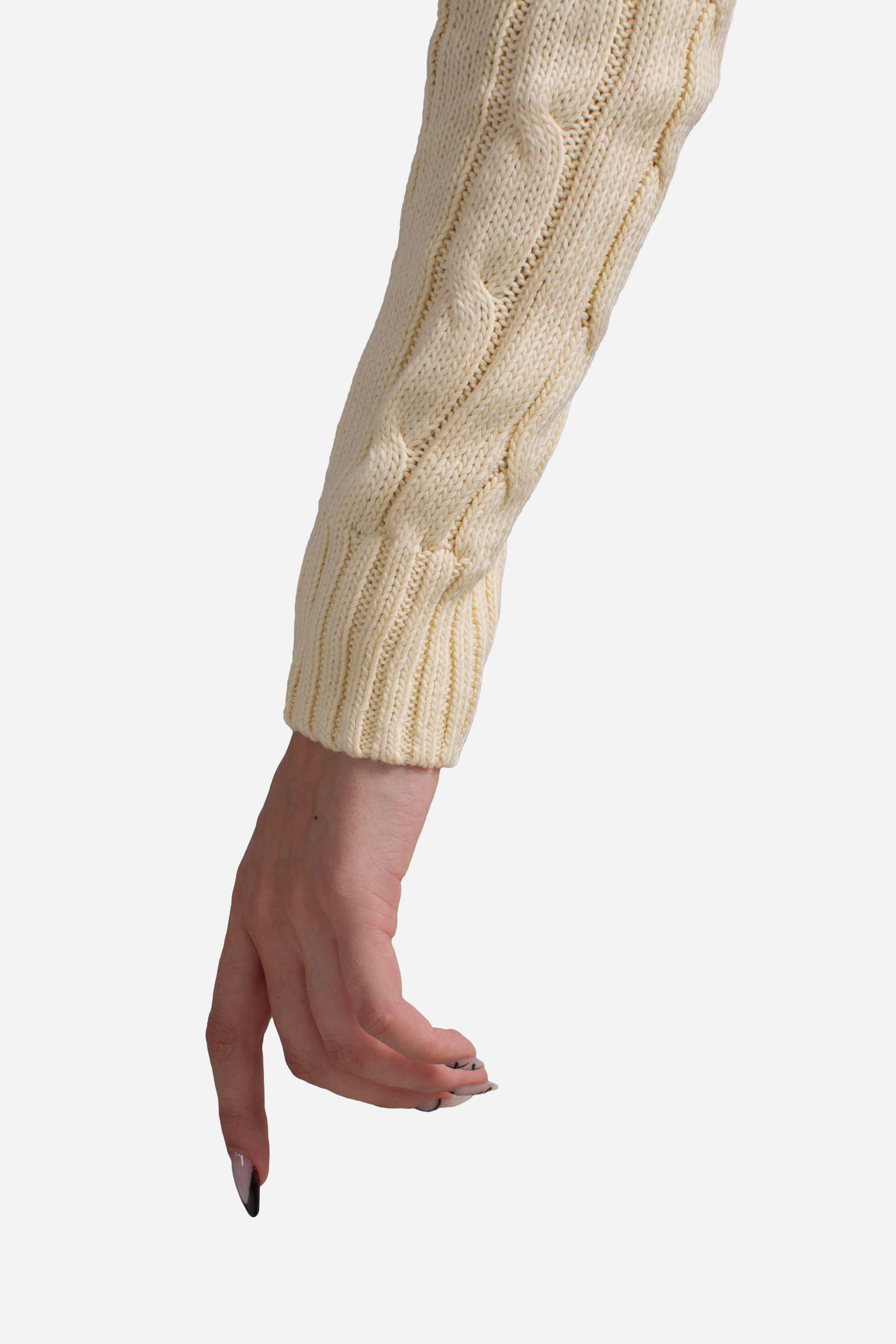 Maglia a girocollo in cotone a trecce cream 211971869015 POLO RALPH LAUREN