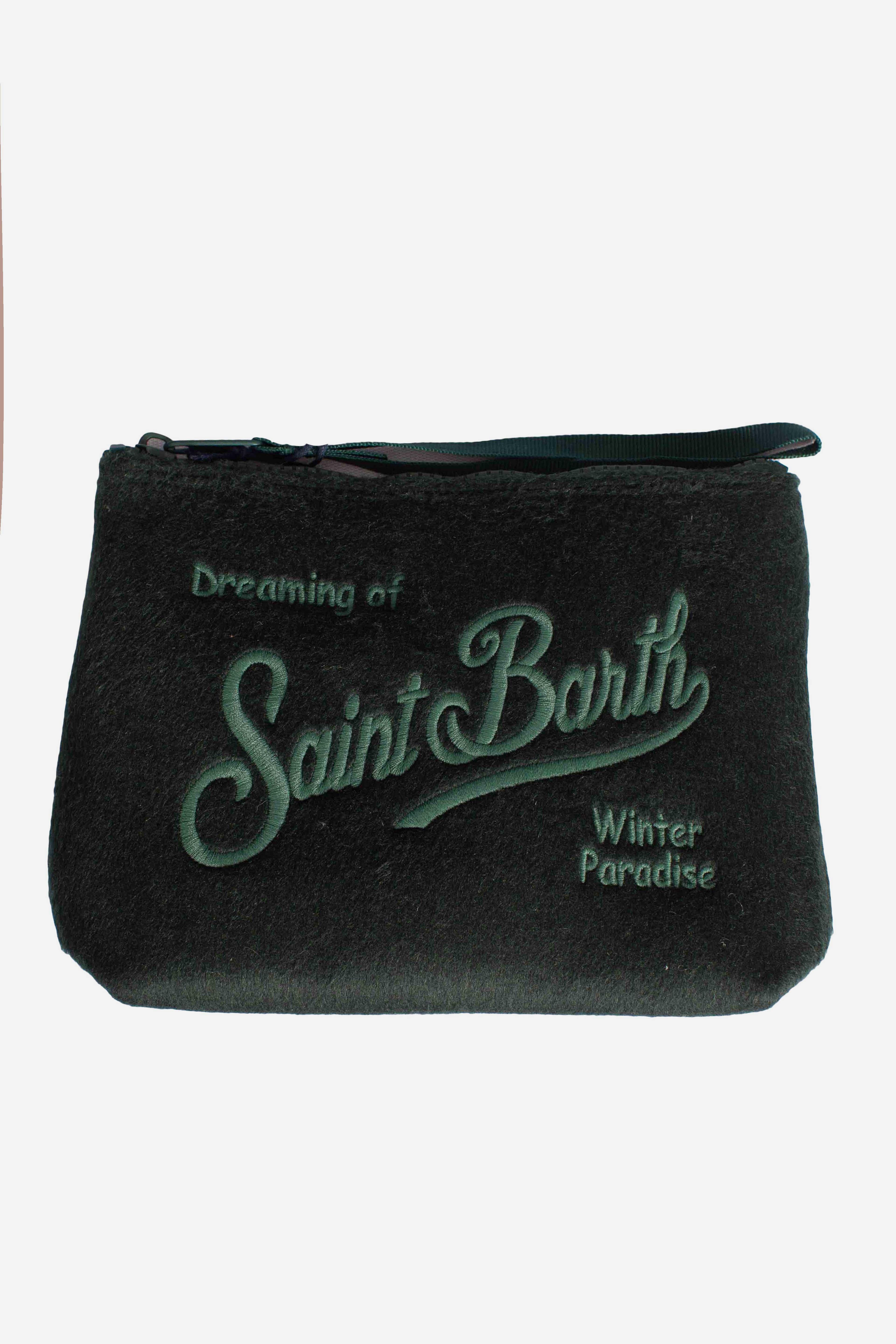 Pochette Aline in effetto velluto green - "Dreaming of Saint Barth Winter Paradise" ALI002800302I MC2 SAINT BARTH