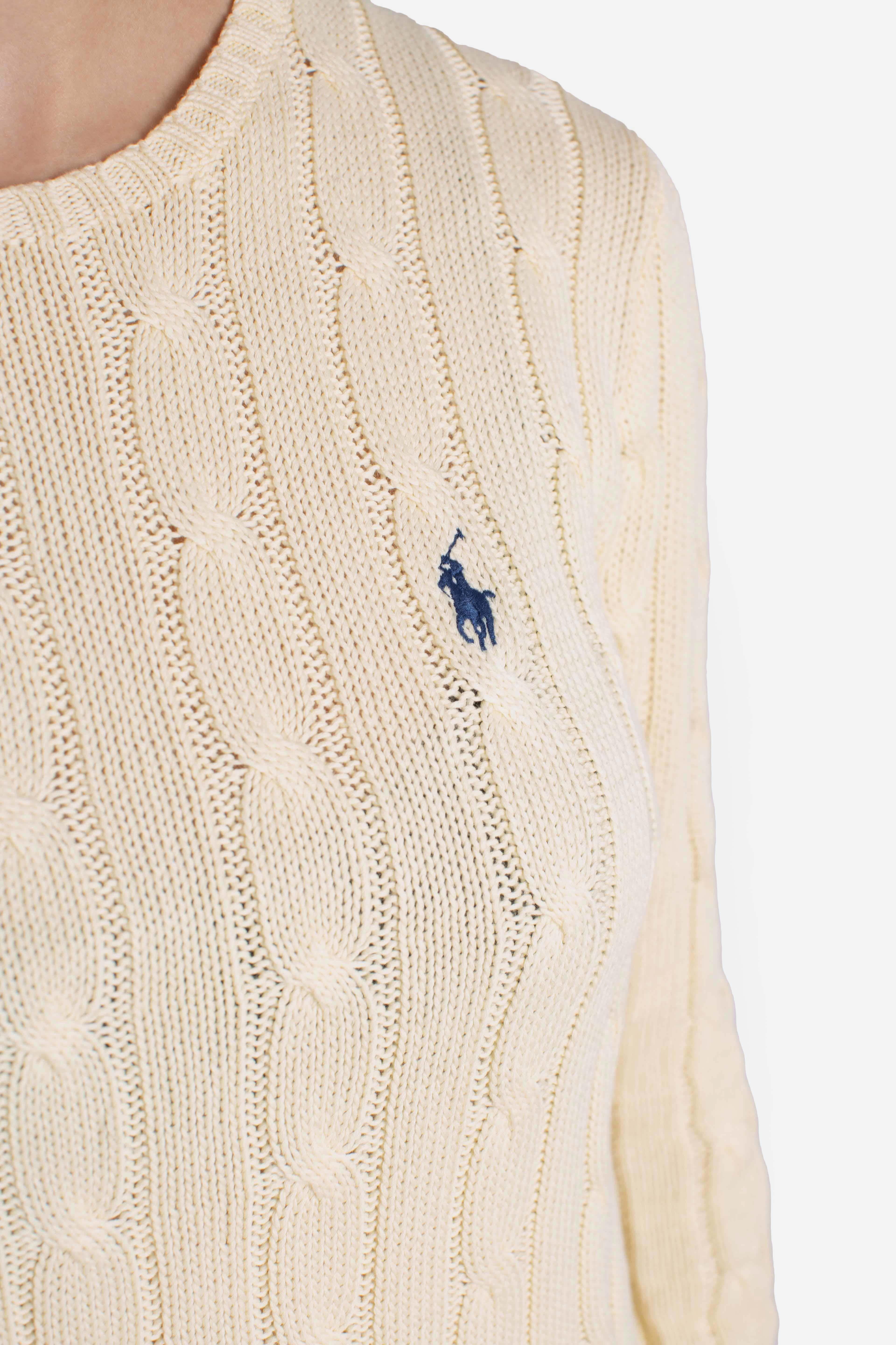 Maglia a girocollo in cotone a trecce cream 211971869015 POLO RALPH LAUREN