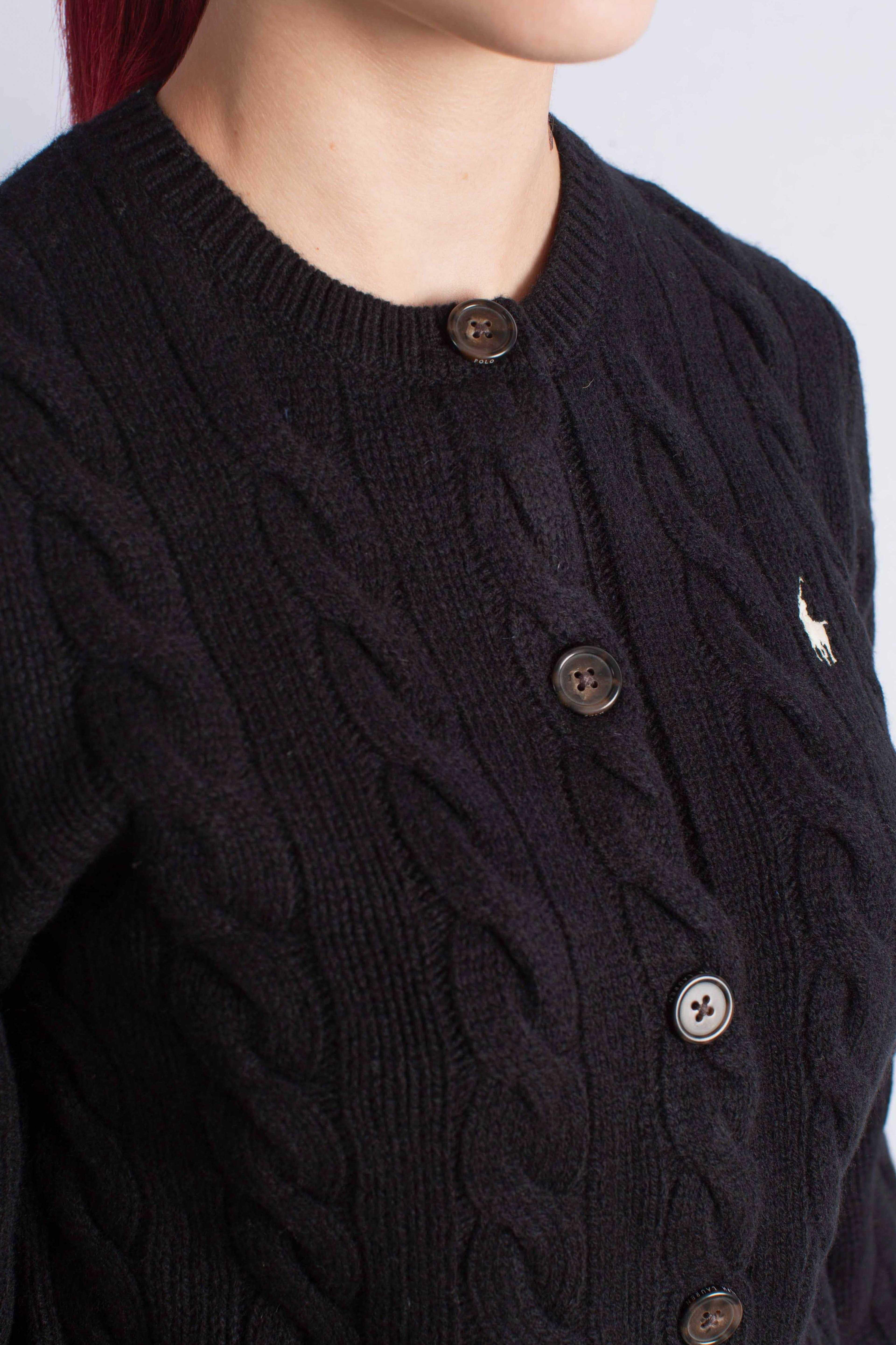 Cardigan a trecce in lana e cashmere black 211972104005 POLO RALPH LAUREN
