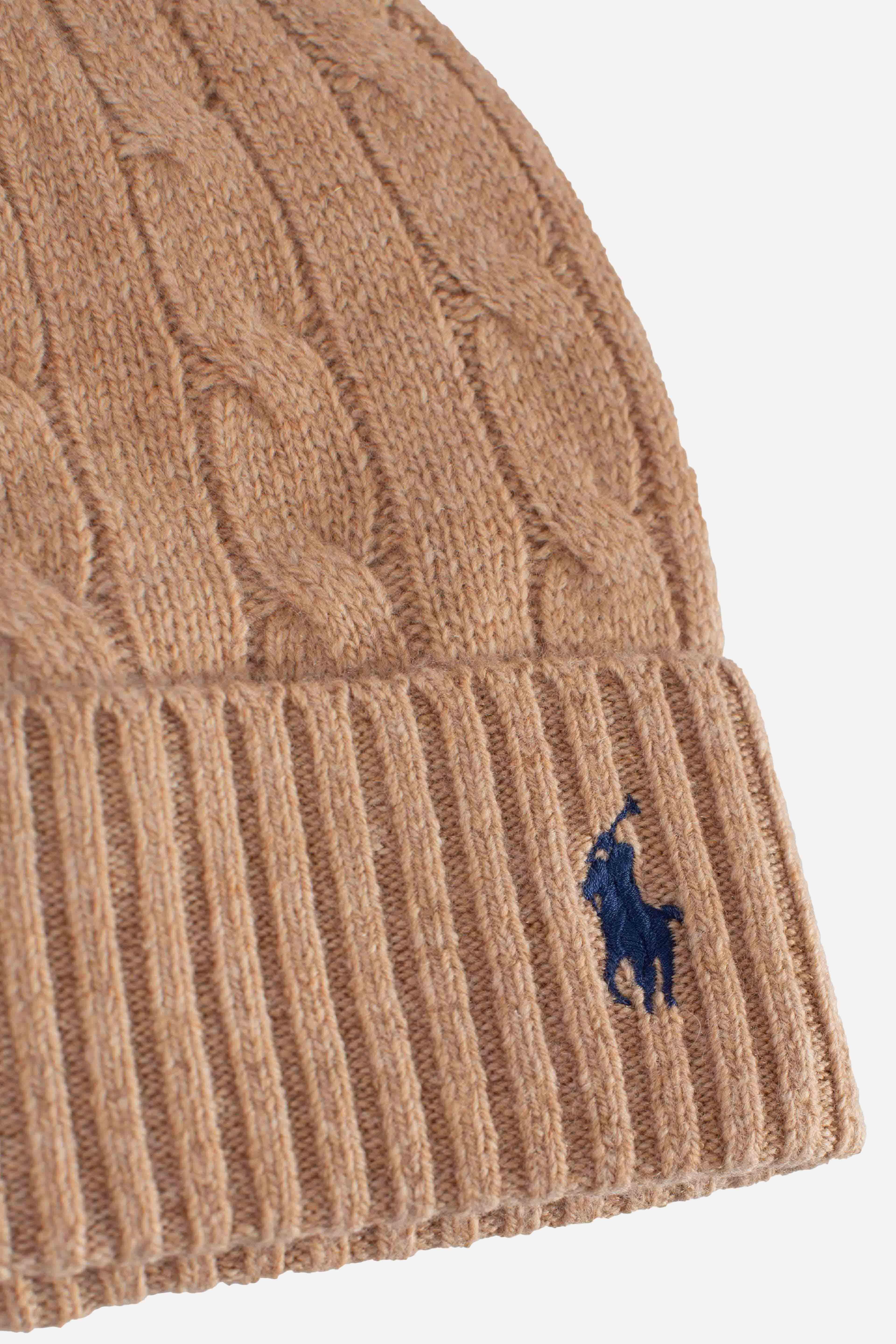 Berretto in lana e cashmere a trecce camel 455981442004 POLO RALPH LAUREN