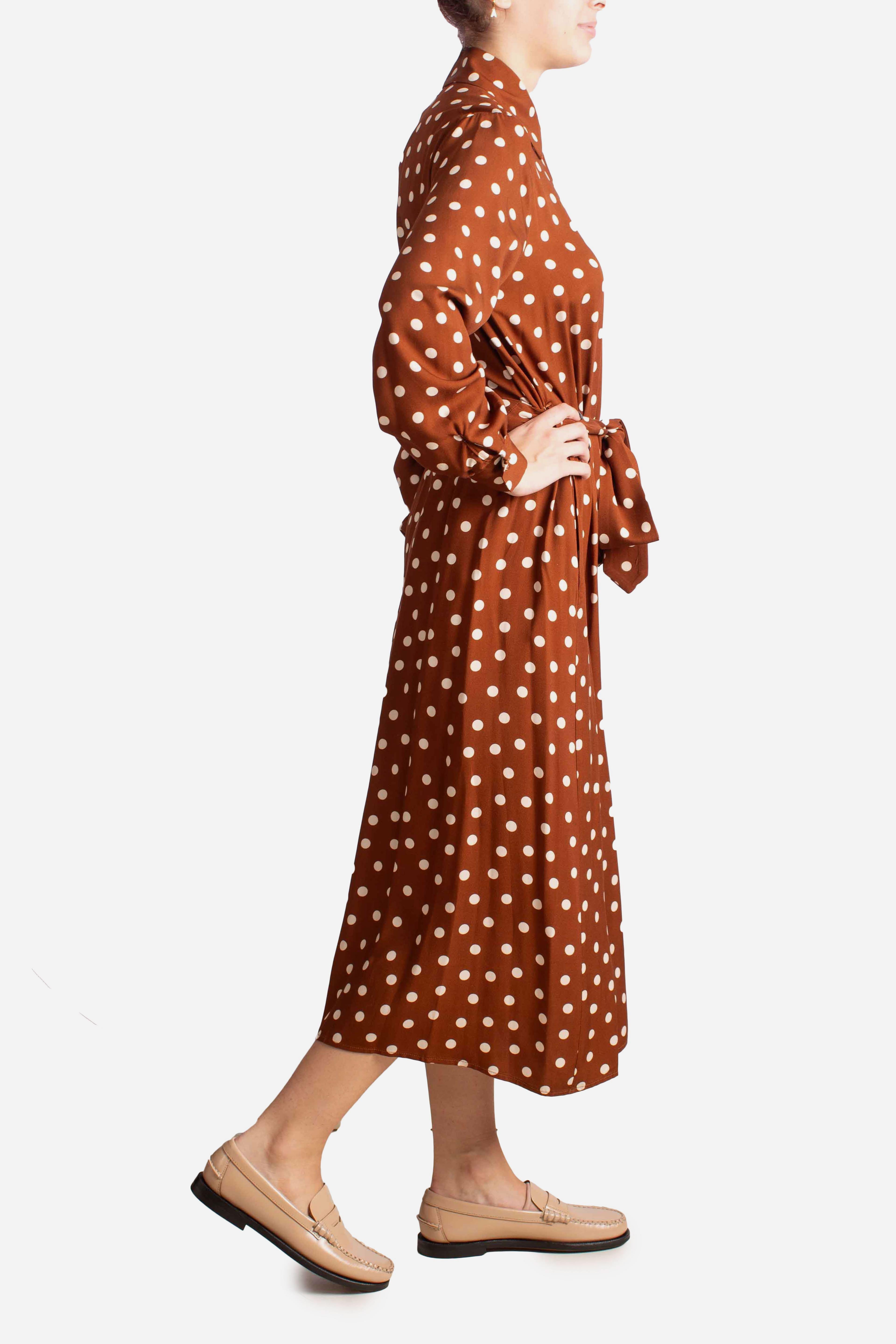 Abito midi a pois con cintura ALQHYDFA1811 DIXIE