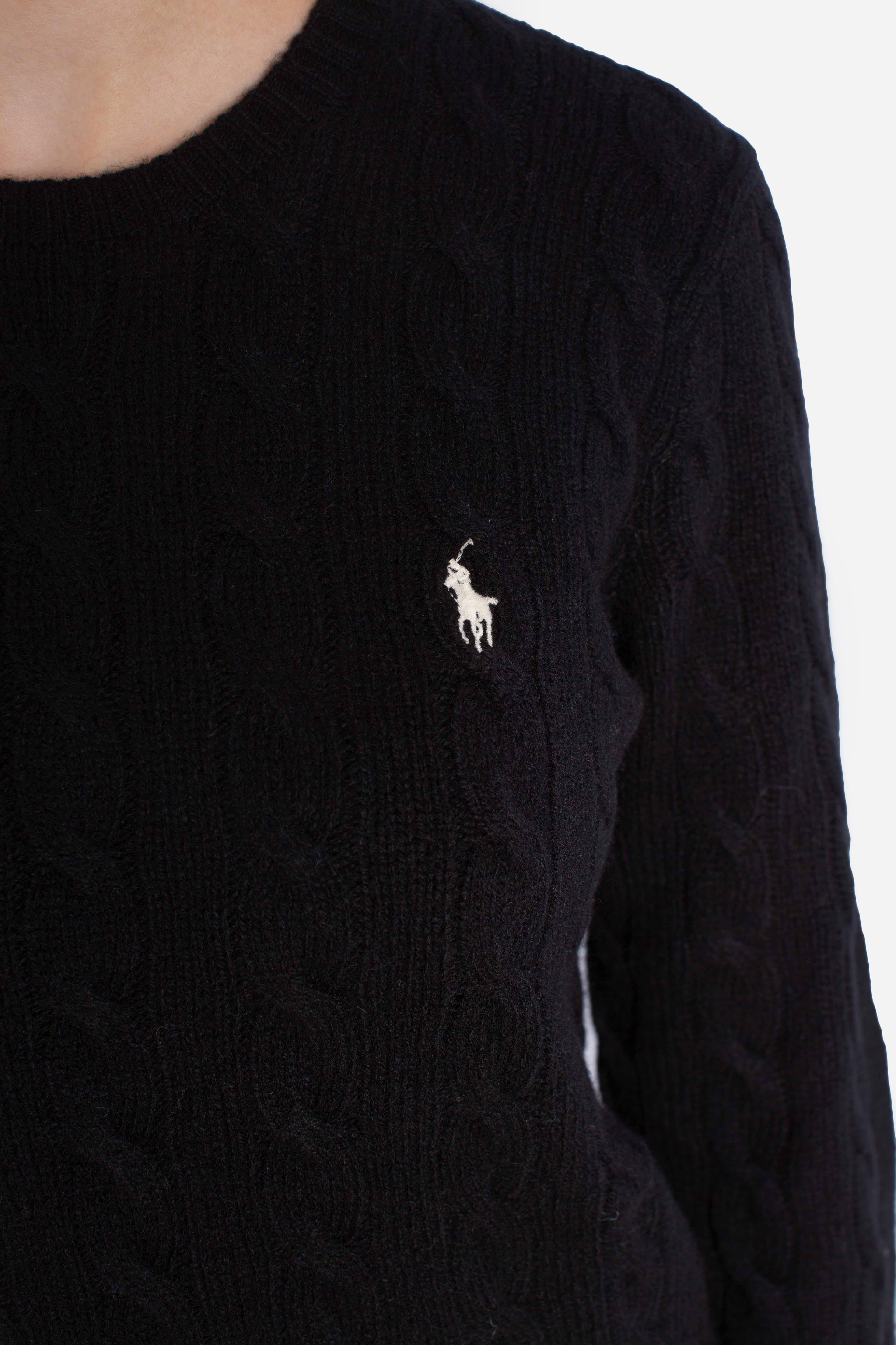 Girocollo in lana e cashmere a trecce black 211971865005 POLO RALPH LAUREN