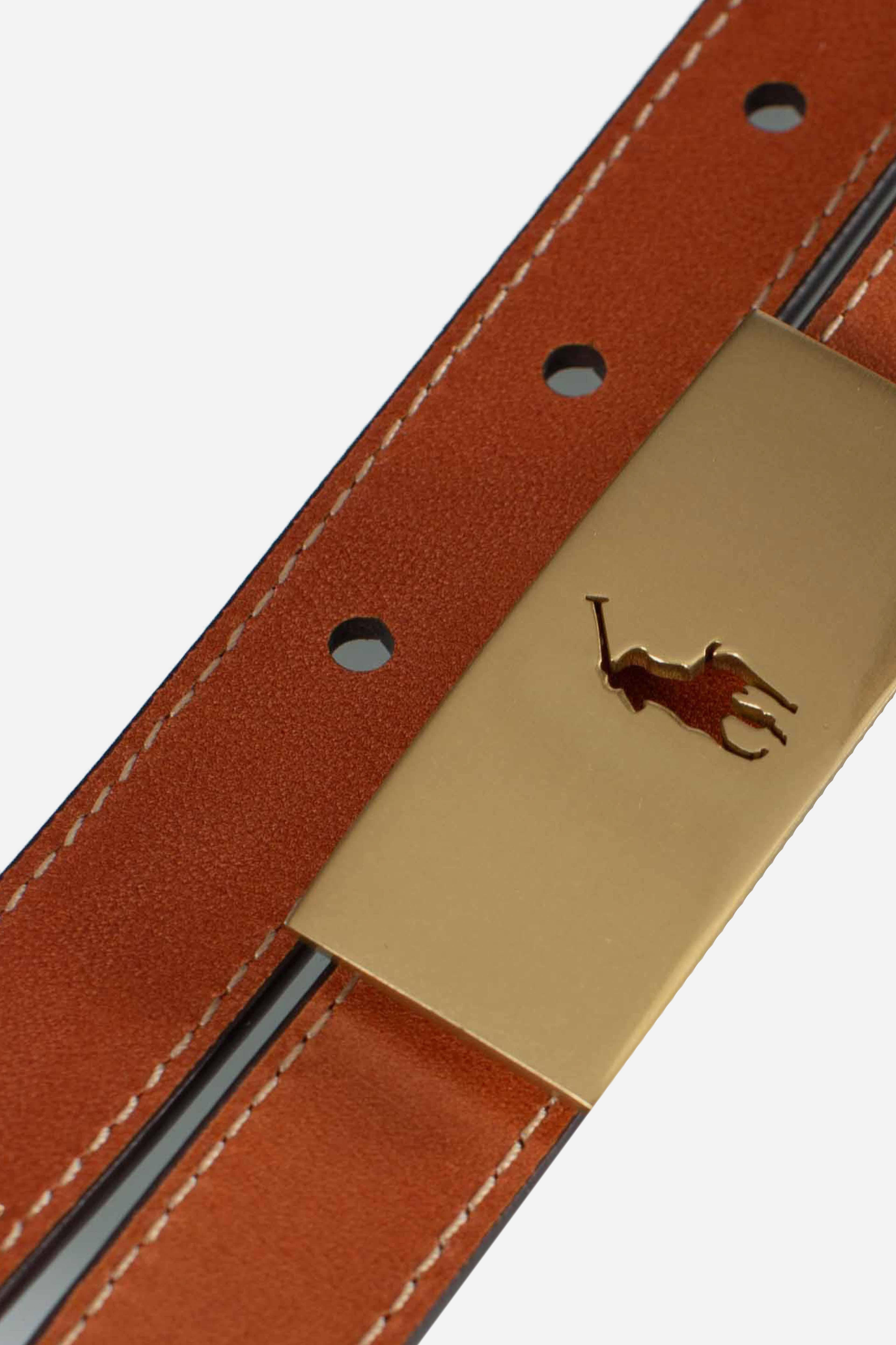 CINTURA REVERSIBILE IN PELLE VACHETTA POLO ID CUOIO e VERDE 429895825007 POLO RALPH LAUREN