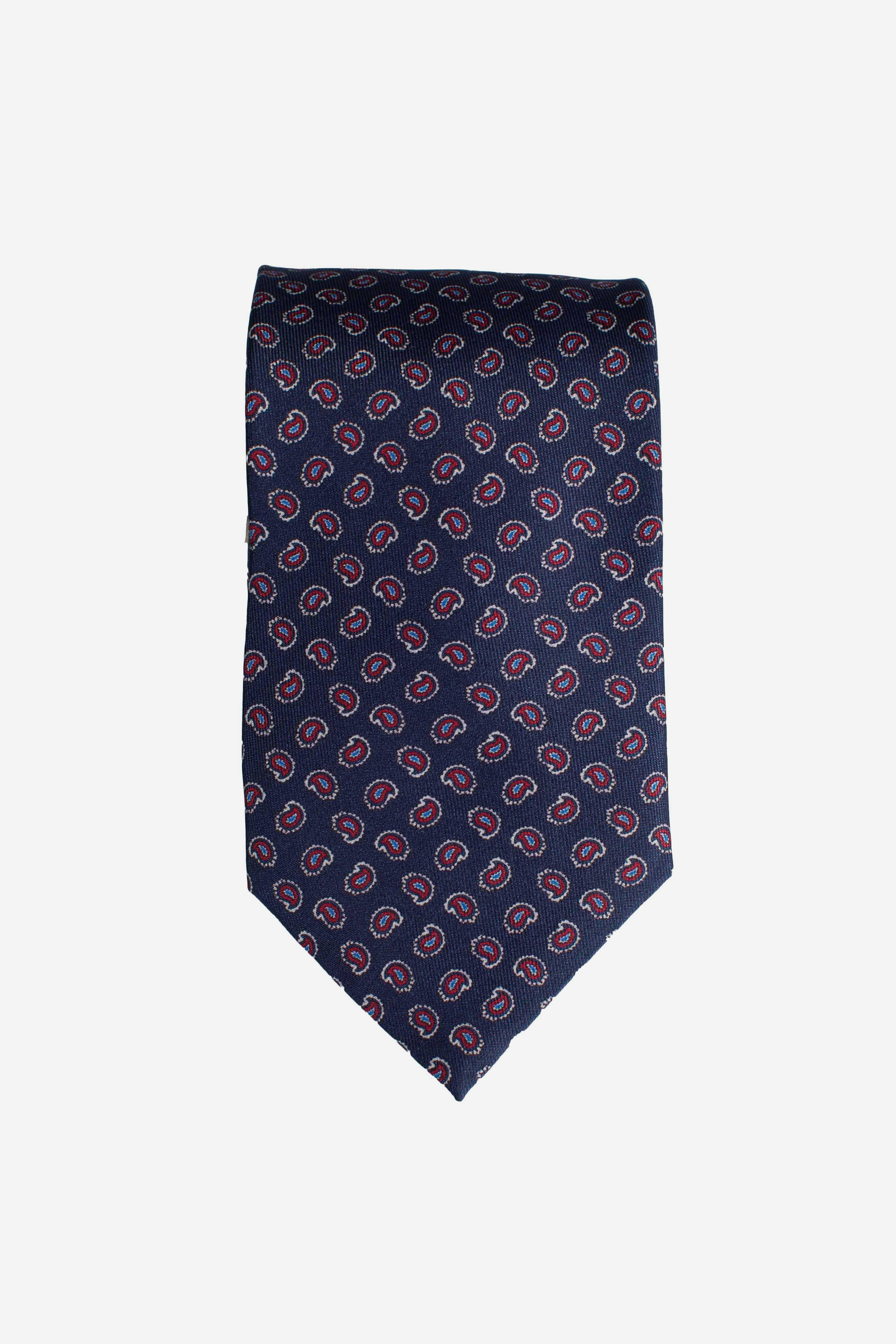 Cravatta in seta stampa pailey blu rosso CRG230332 FEFE'