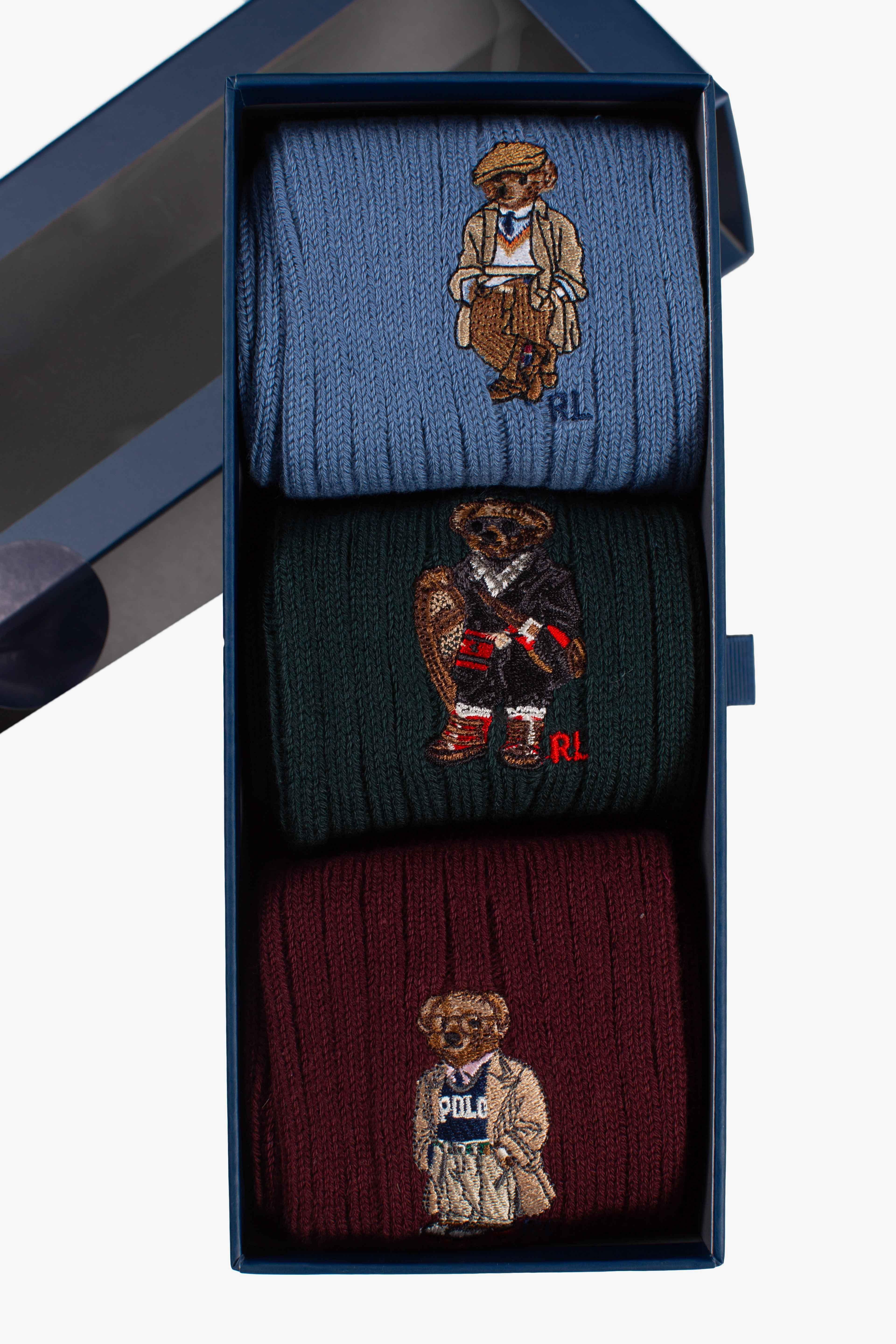 Set regalo 3 paia di calze Polo Bear blue green wine 449P04718001 POLO RALPH LAUREN