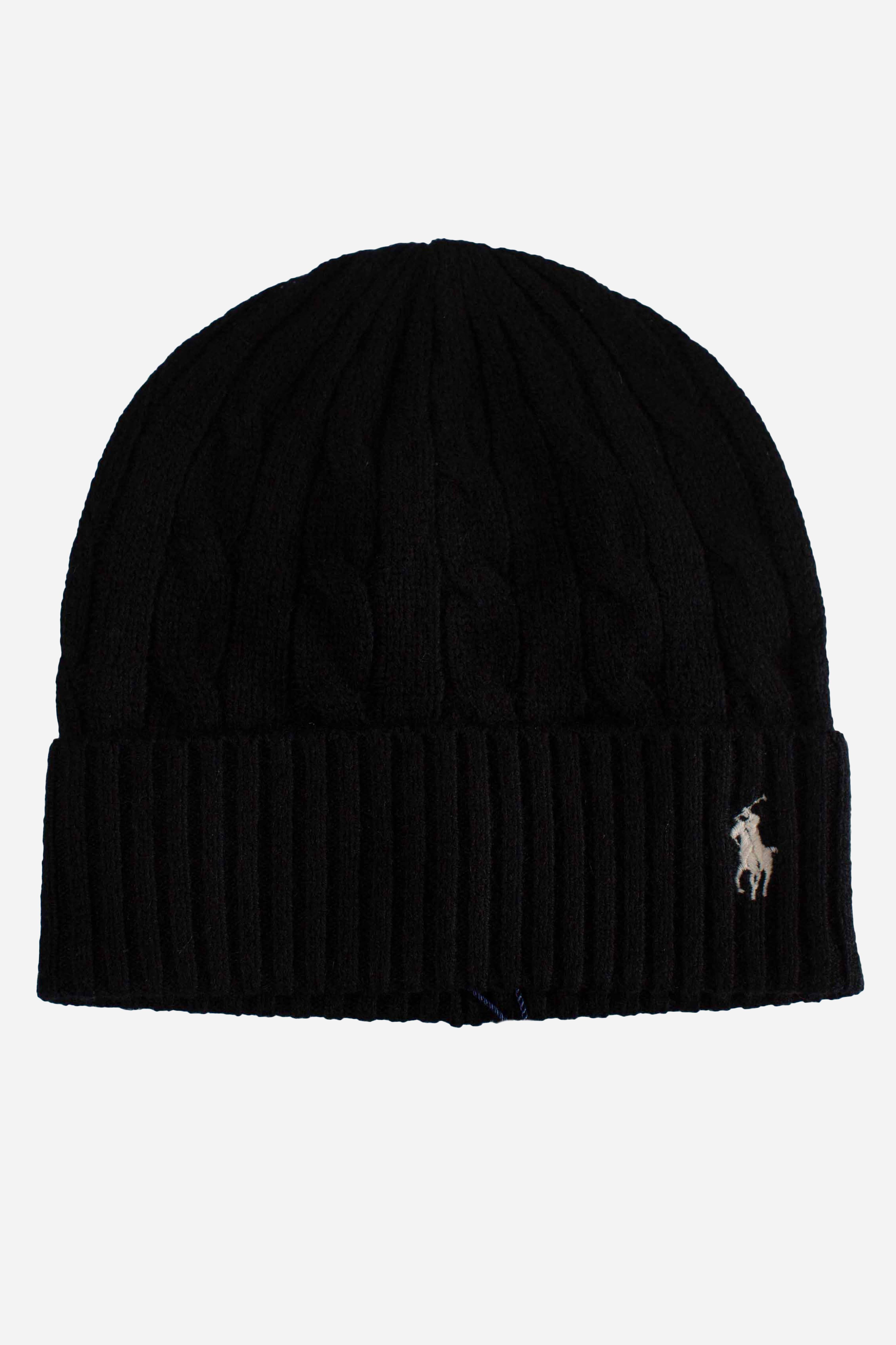 Berretto in lana e cashmere a trecce black 455981442001 POLO RALPH LAUREN