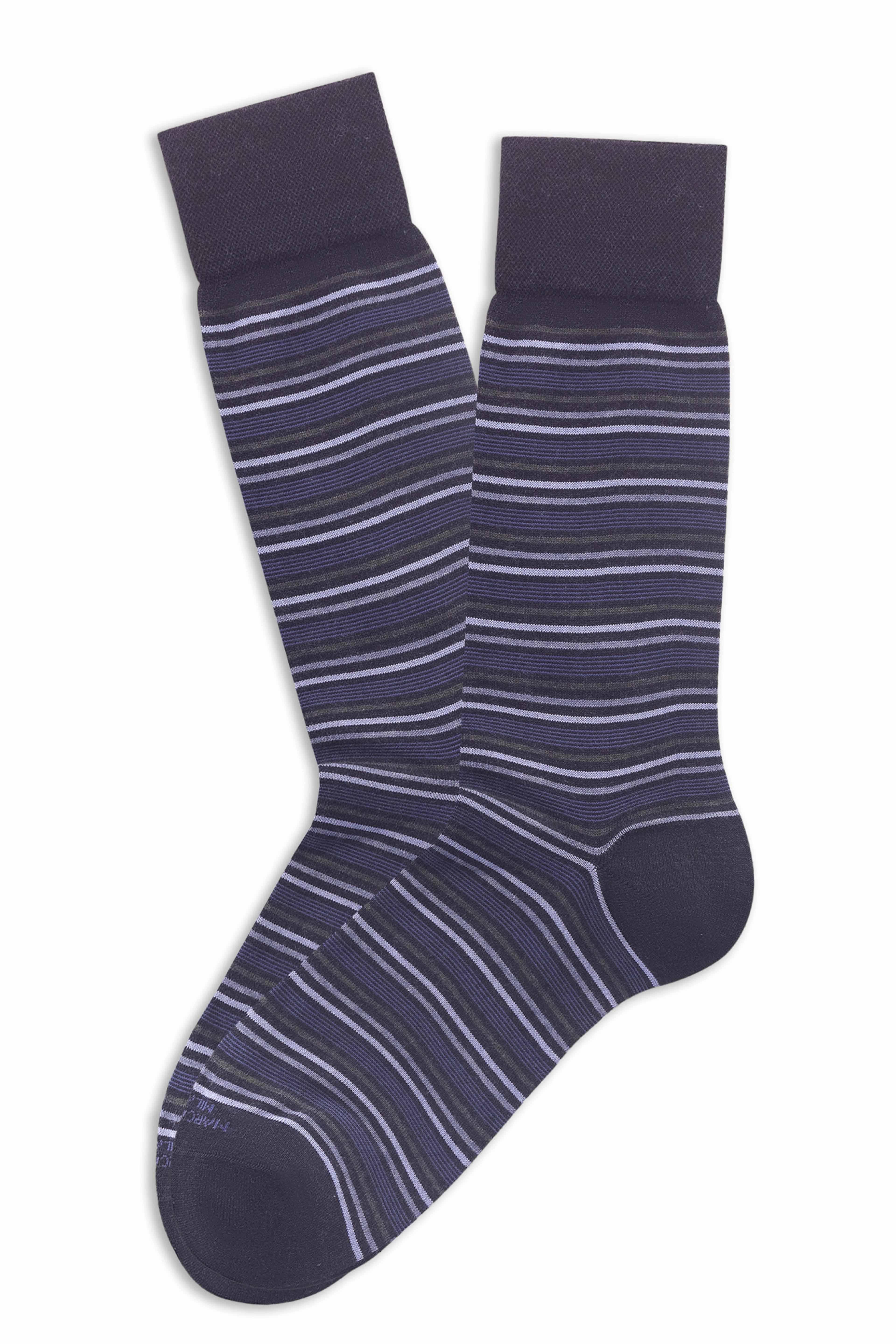 Calza a righe charcoal blue MAR4816LZ69 MARCOLIANI