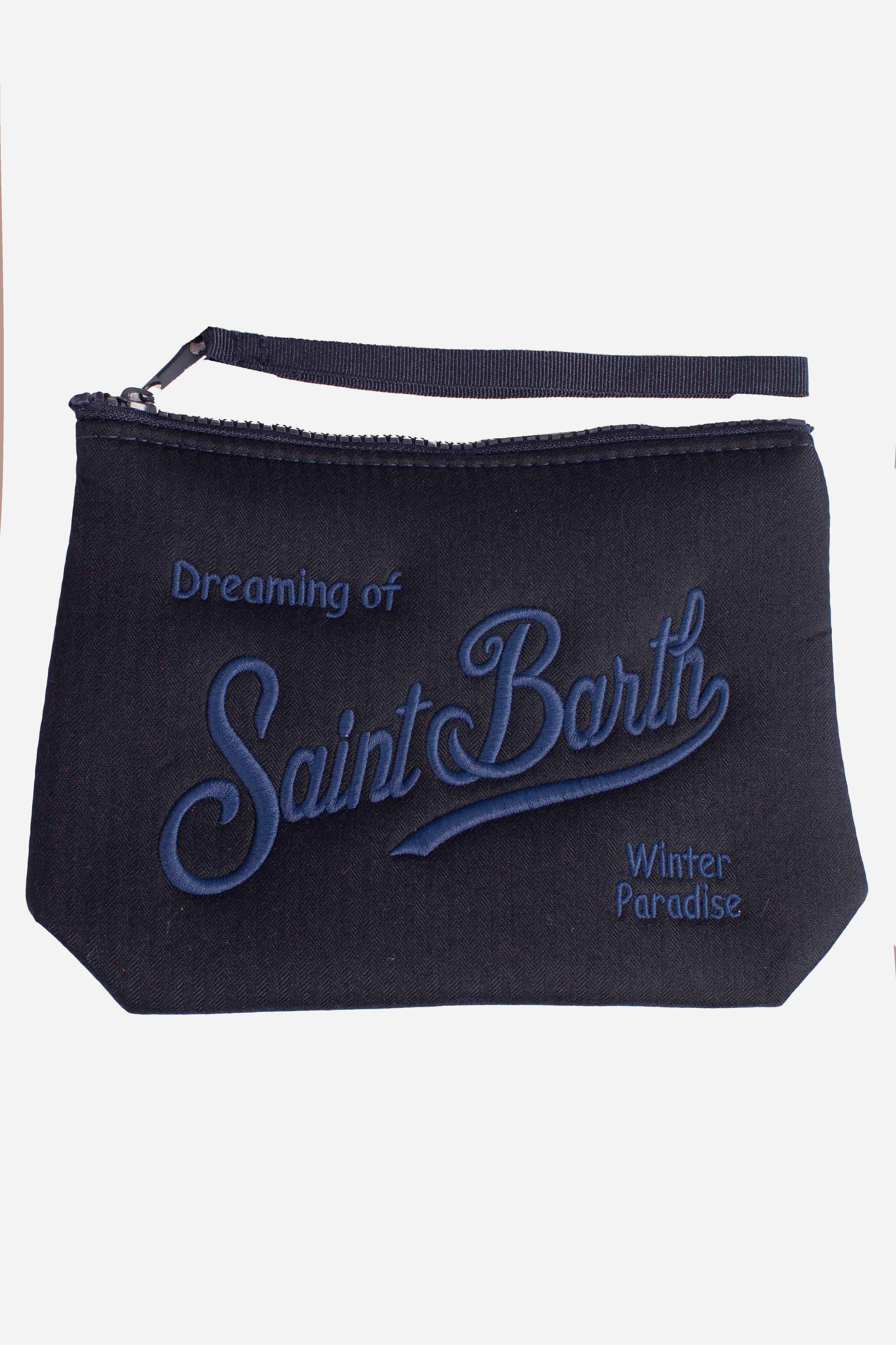 Pochette Aline Blu Notte effetto spigato - "Dreaming of Saint Barth Winter Paradise" ALI002504169I MC2 SAINT BARTH
