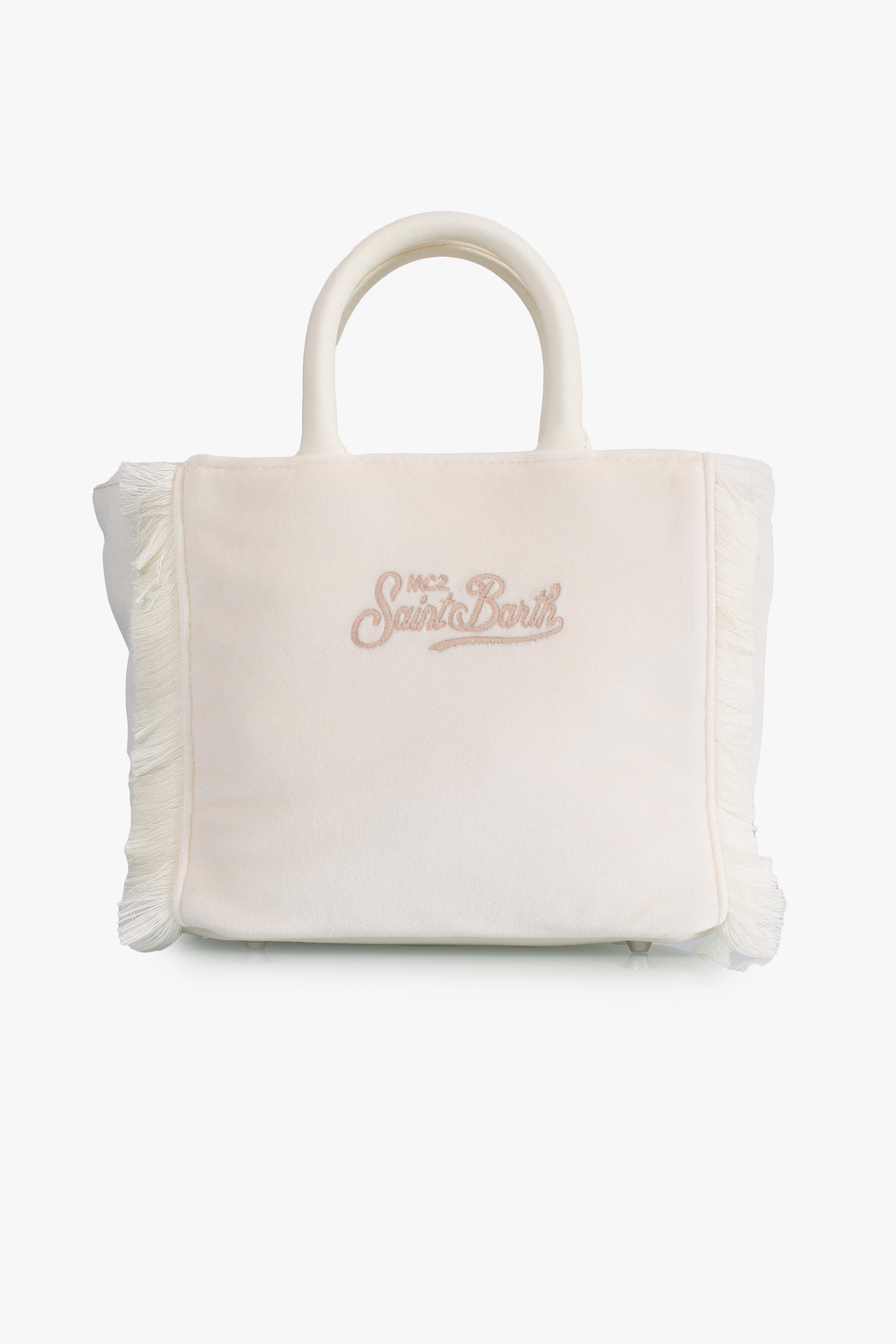 Borsa Vanity mini velvet Dreaming of Saint Barth Winter Paradise white VAMI02701320I MC2 SAINT BARTH