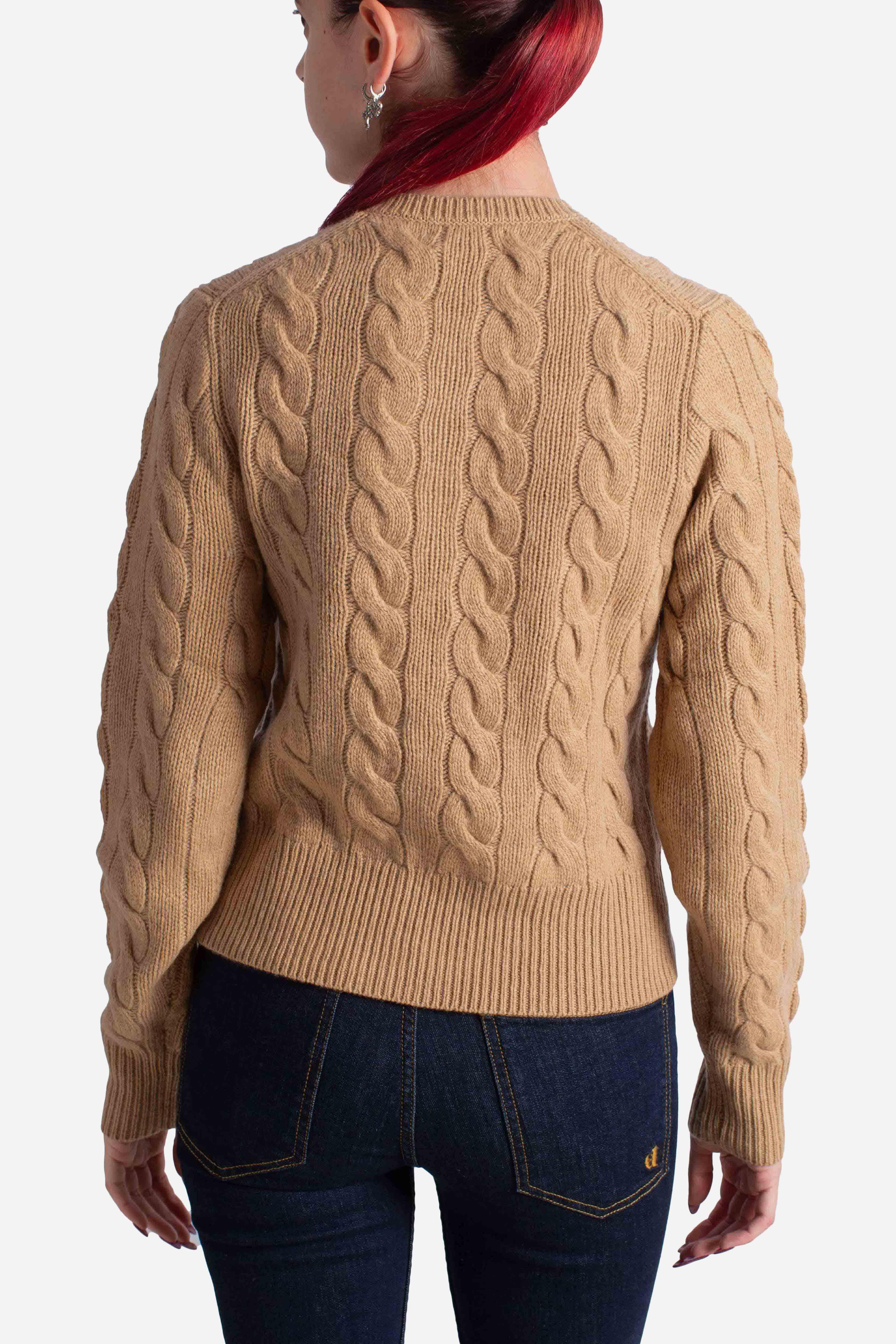 Cardigan a trecce in lana e cashmere camel 211972104001 POLO RALPH LAUREN