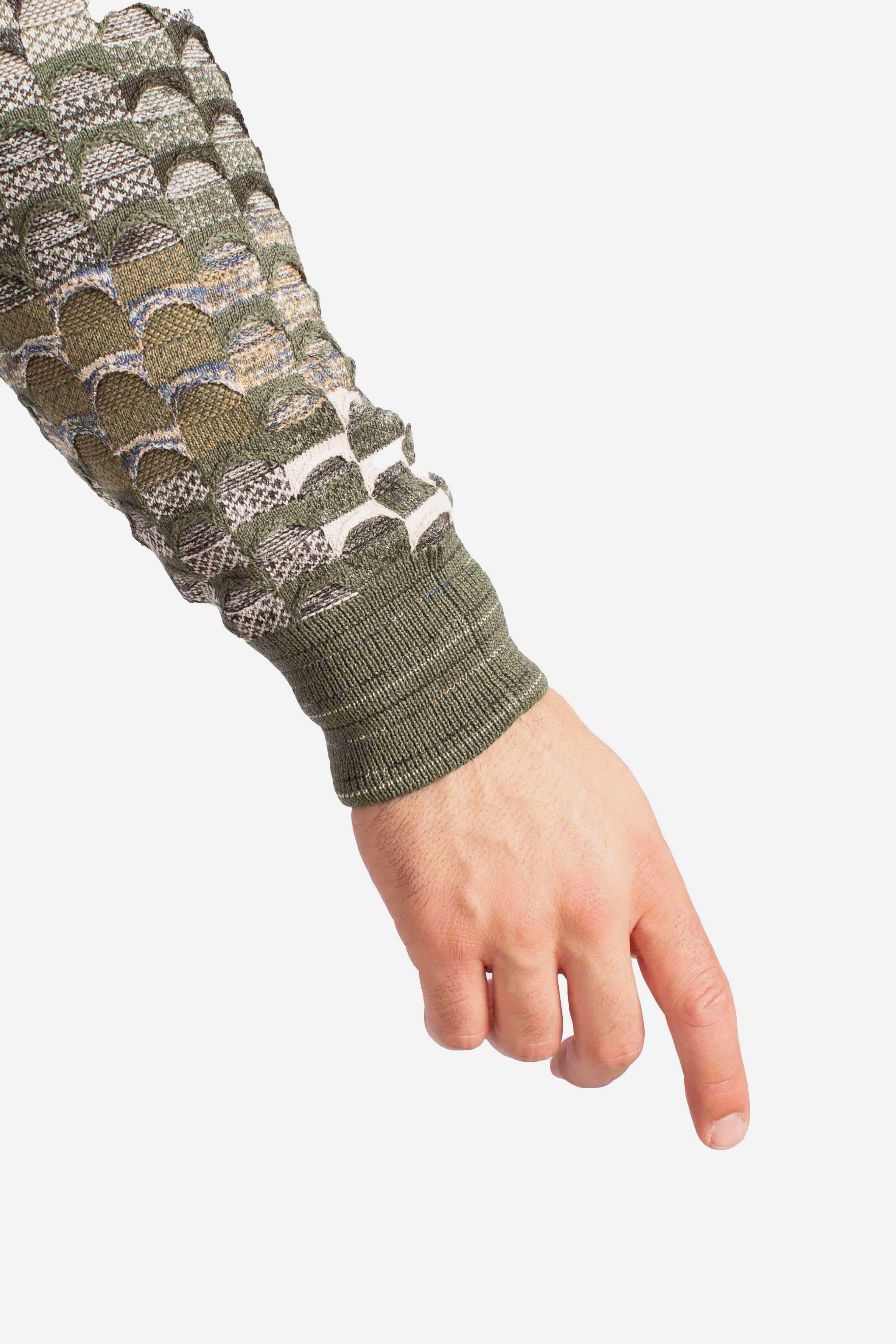 Maglia Uomo Multicolor a Fantasia Geometrica verde 32091610G0501 LORENZONI