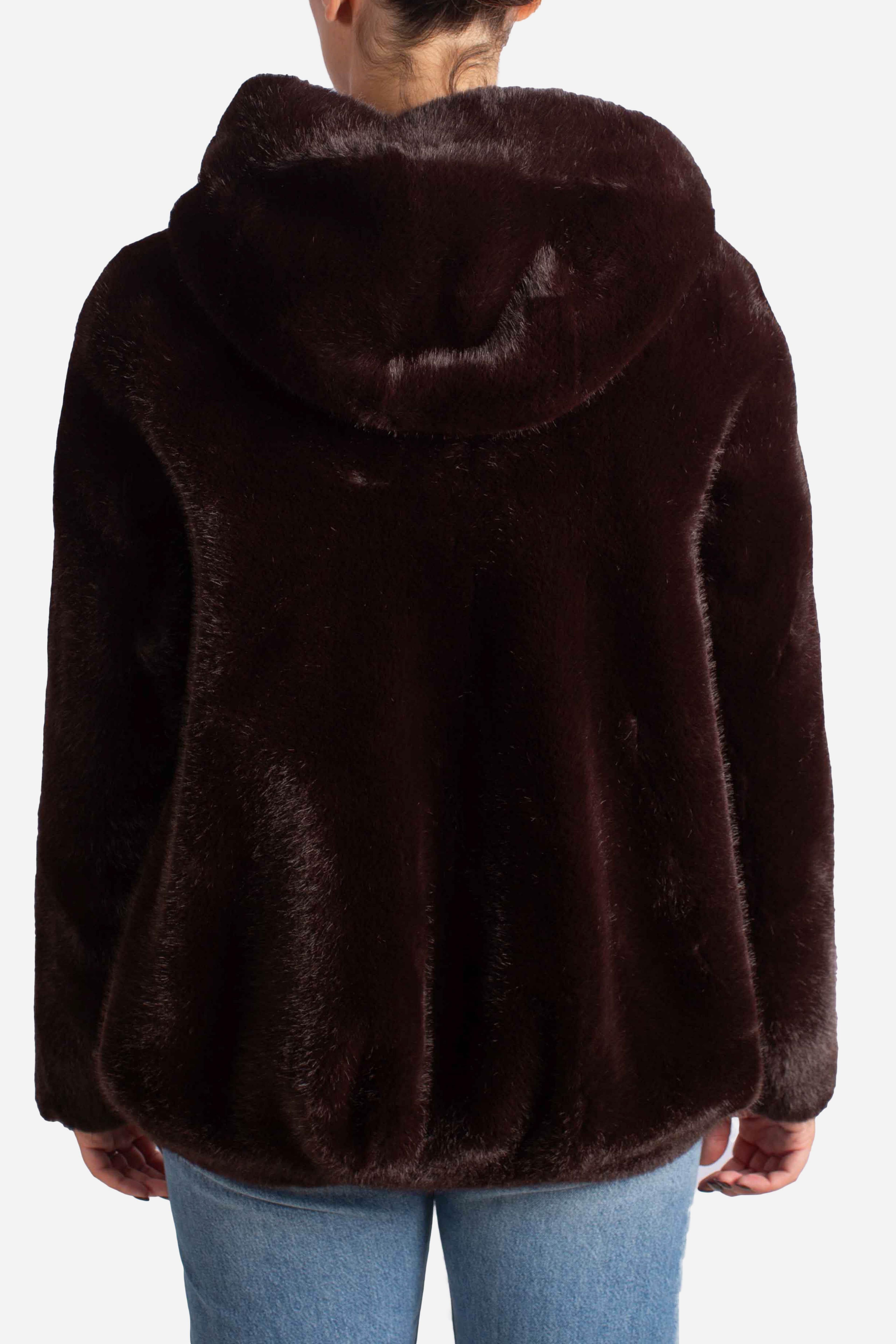 Giacca in eco pelliccia con cappuccio V330Y003A1880 DIXIE