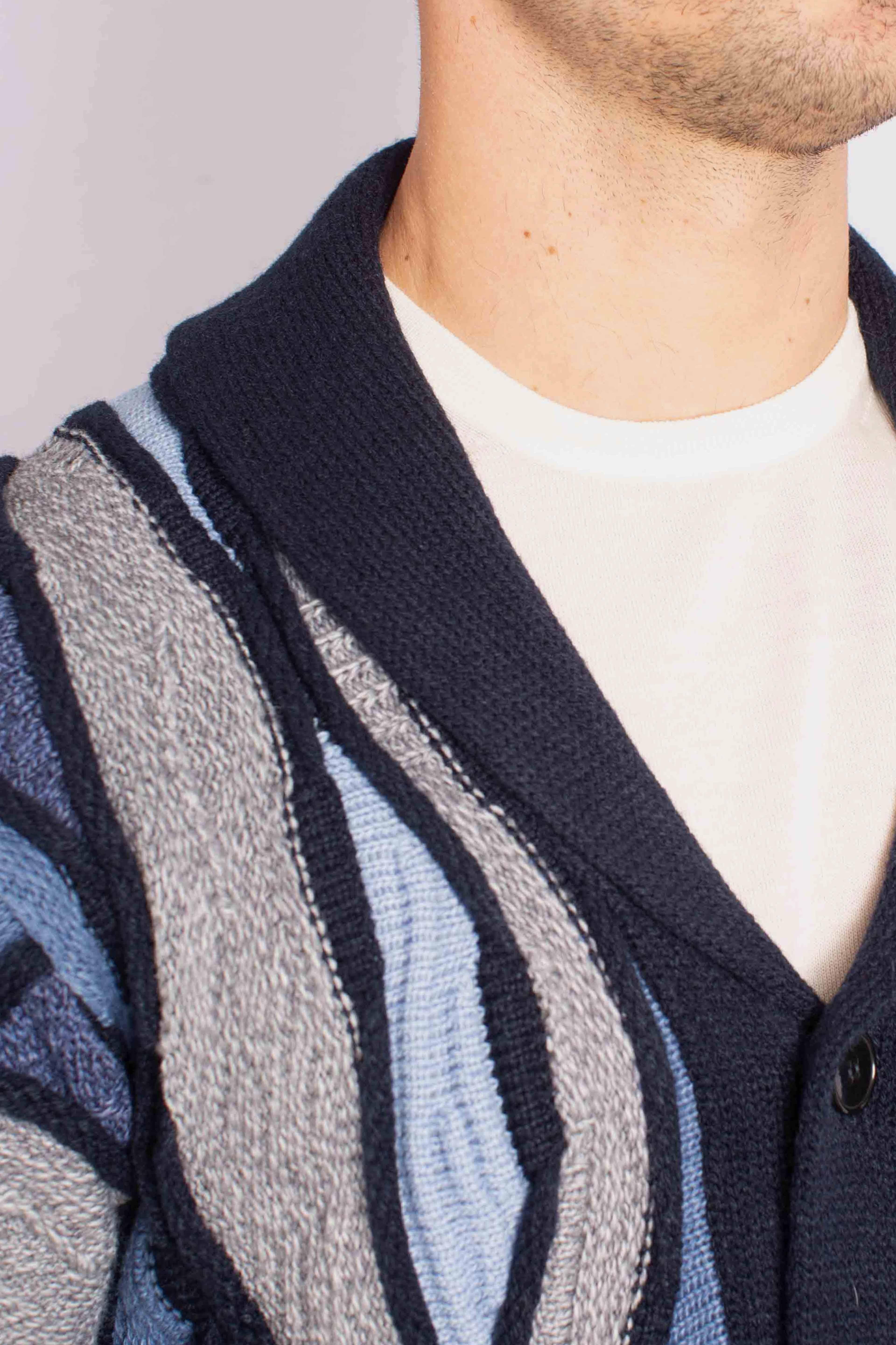 Cardigan Uomo Blue Multicolor 32091599G0490 LORENZONI