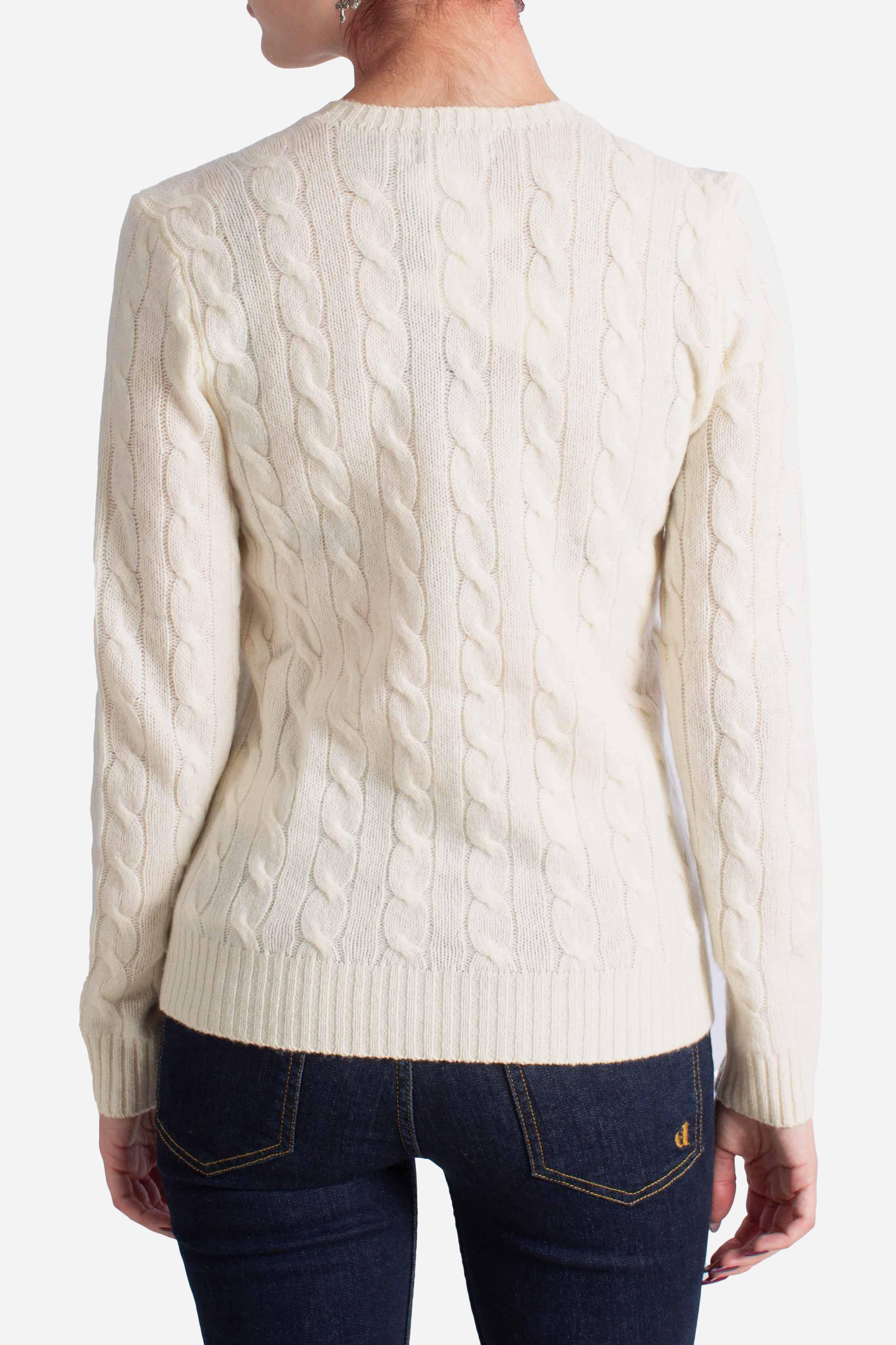 Girocollo in lana e cashmere a trecce white 211971865001 POLO RALPH LAUREN