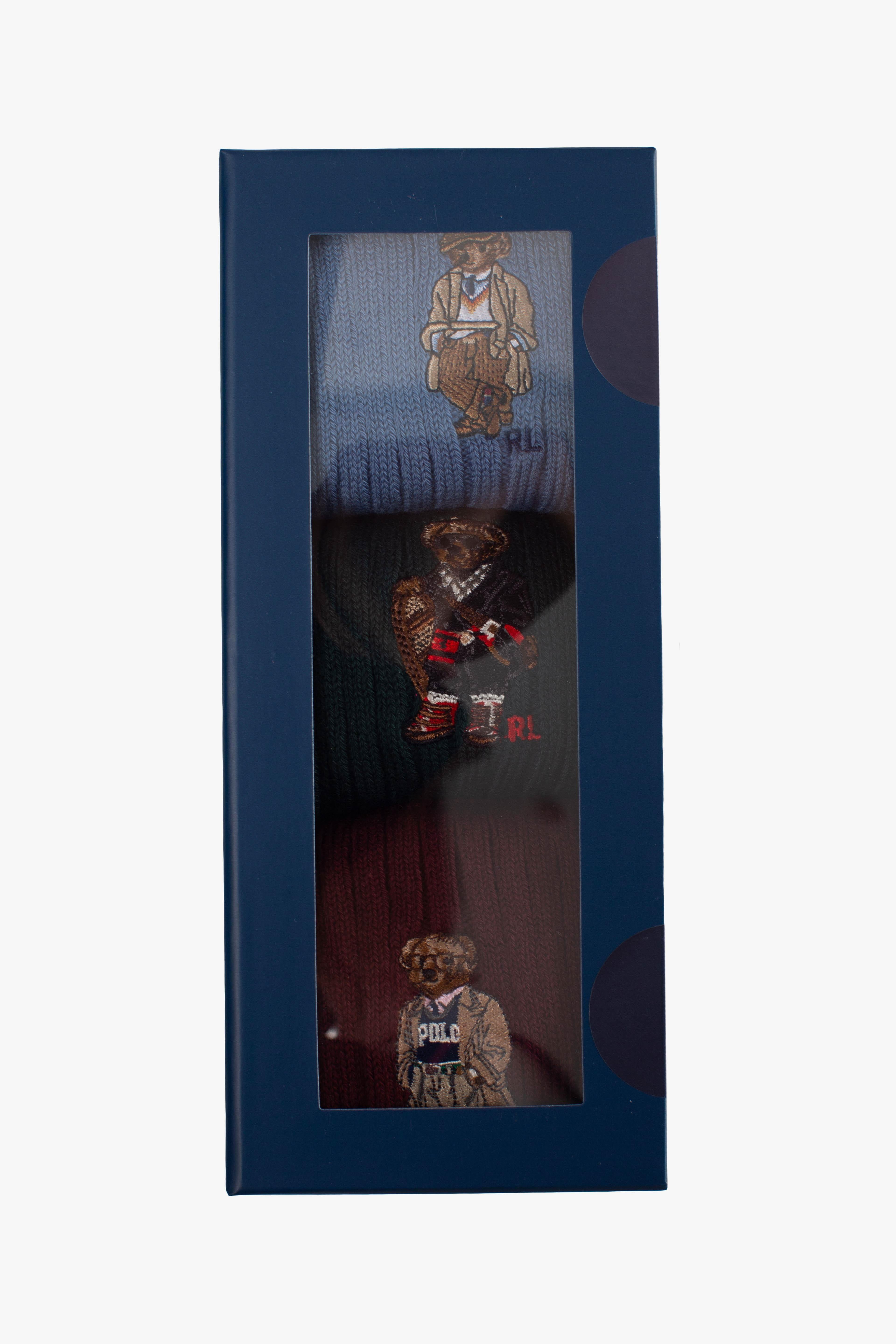 Set regalo 3 paia di calze Polo Bear blue green wine 449P04718001 POLO RALPH LAUREN
