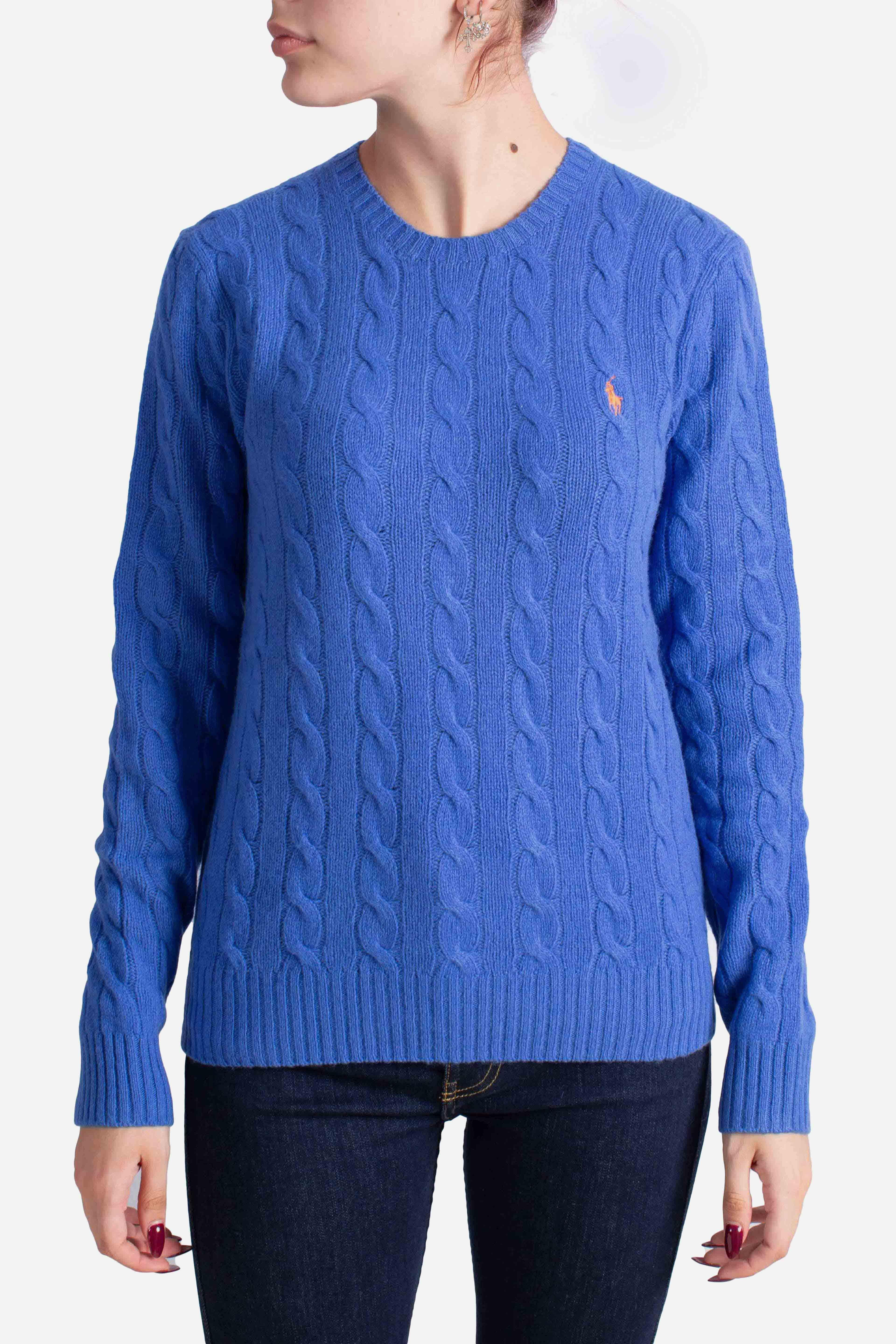Girocollo in lana e cashmere a trecce blue 211971865006 POLO RALPH LAUREN