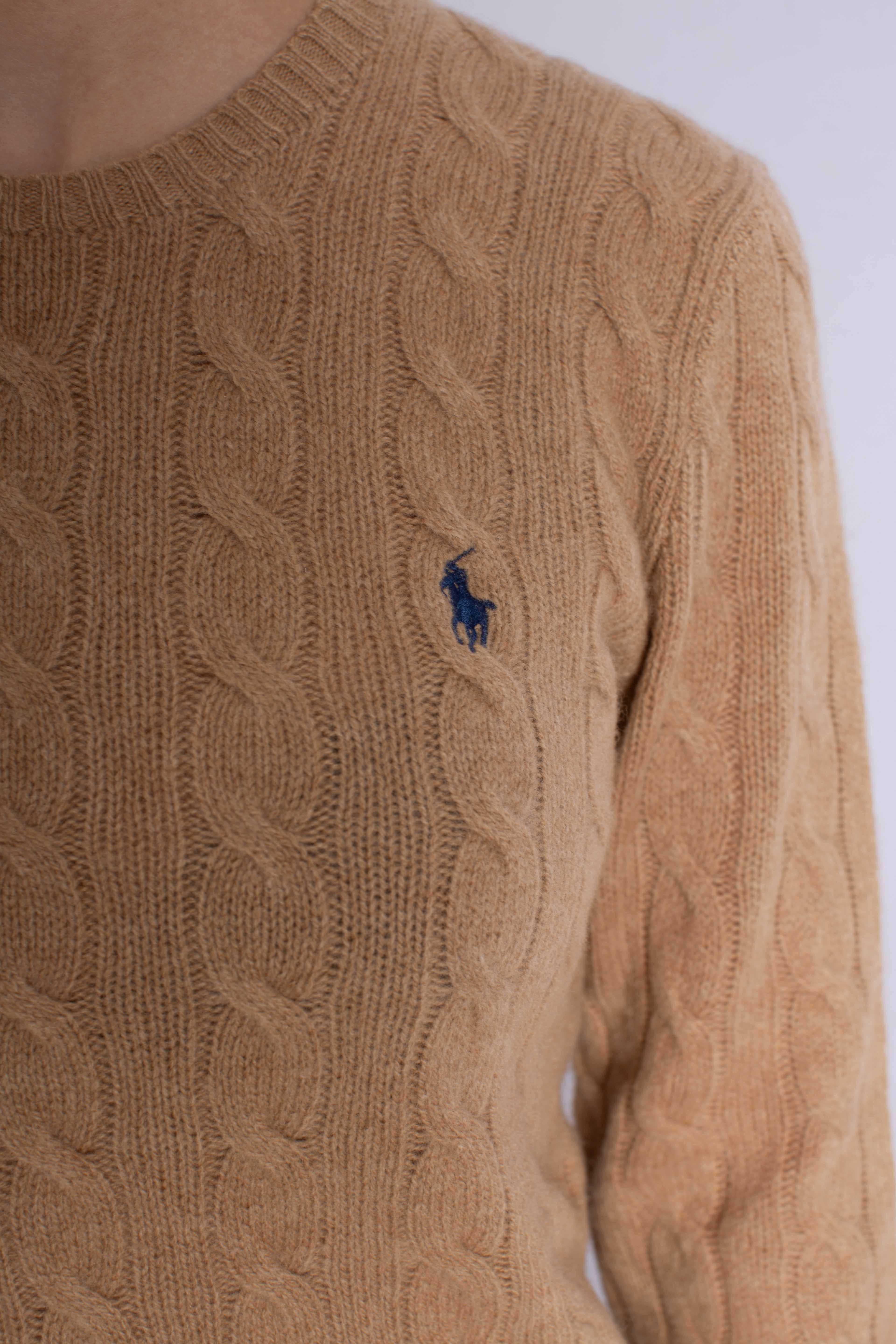 Girocollo in lana e cashmere a trecce camel 211971865002 POLO RALPH LAUREN