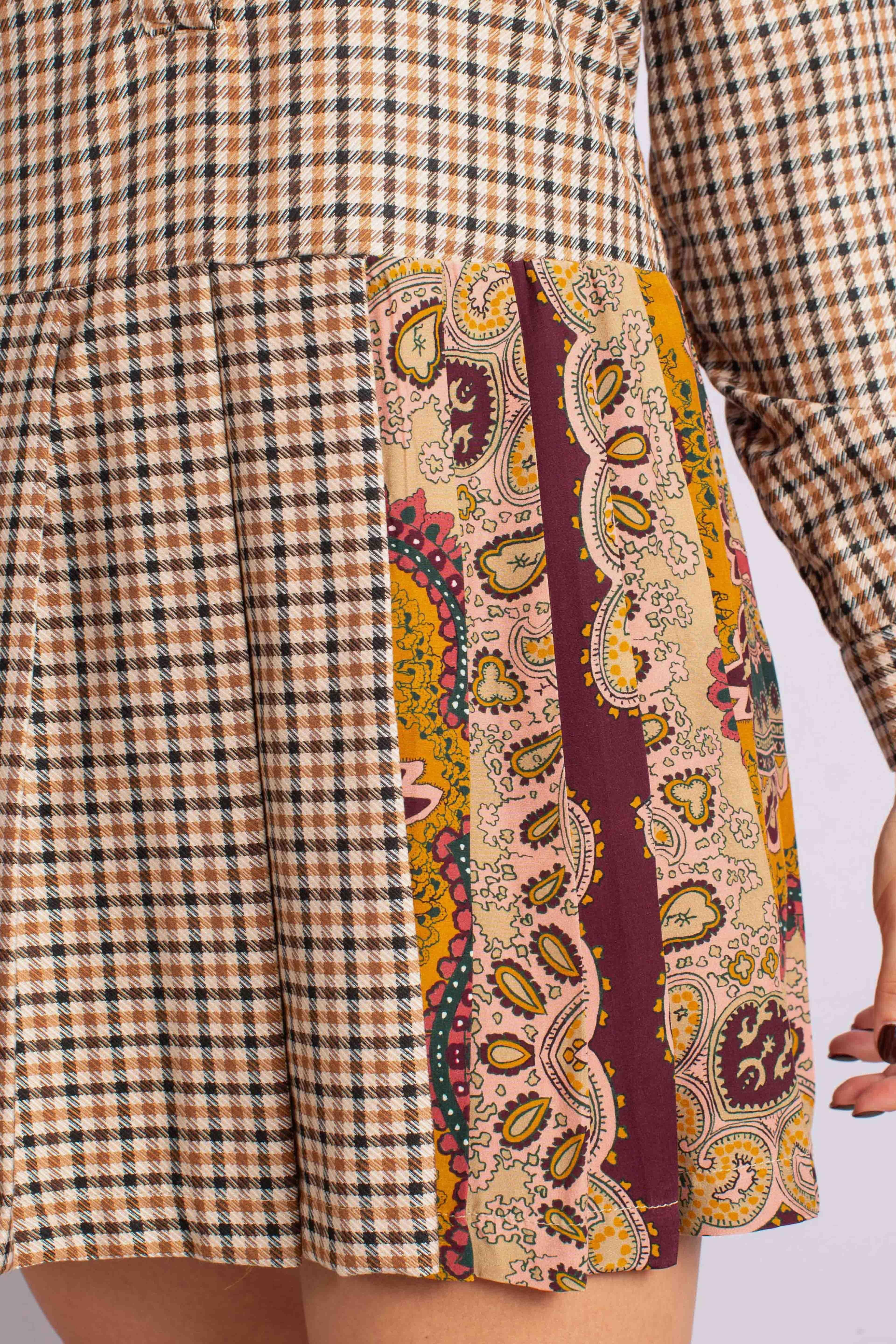 Abito corto a fantasia check con foulard ALO5KNFA1811 DIXIE