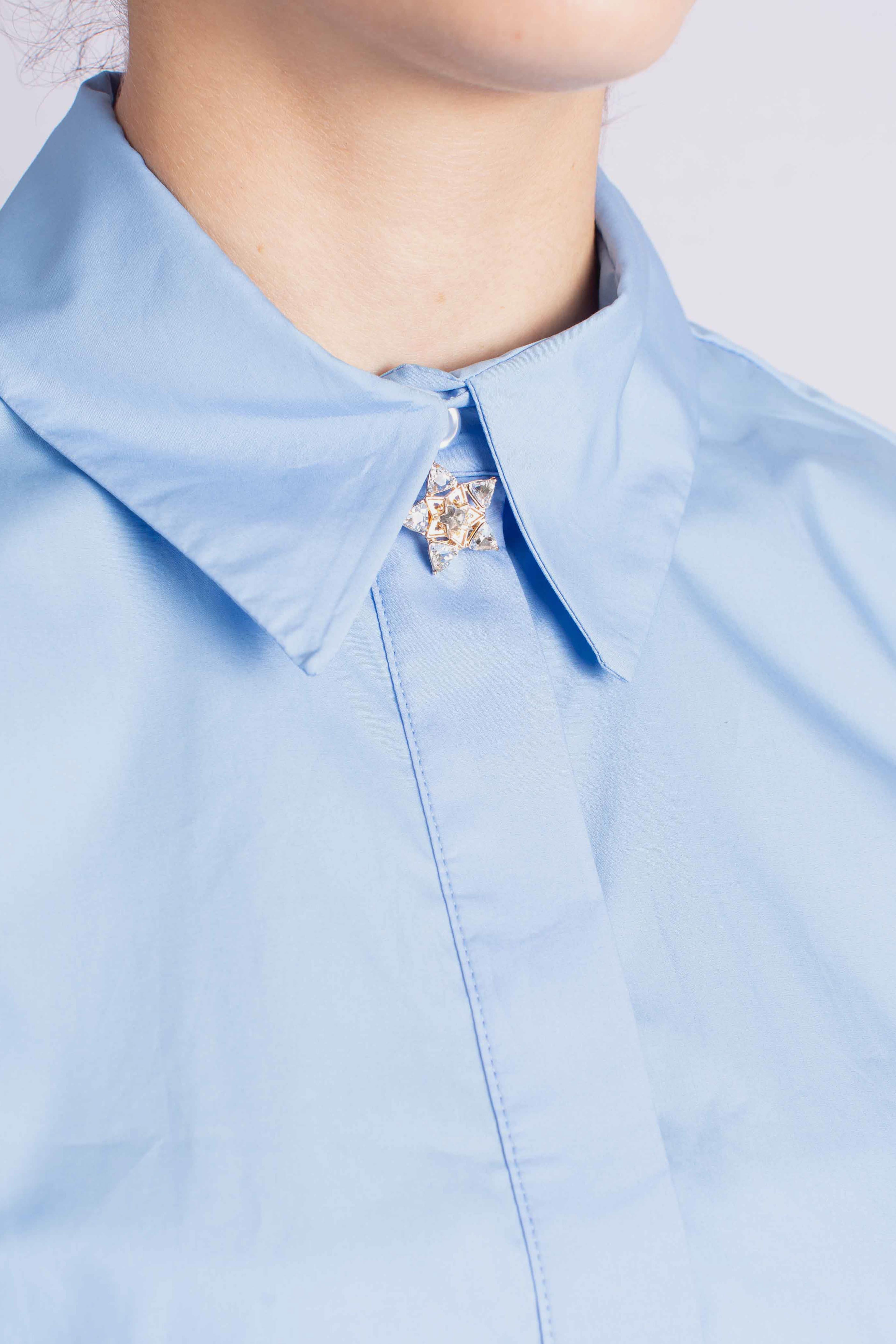Camicia Celeste con Dettaglio Gioiello CEZHYAAA1550 DIXIE