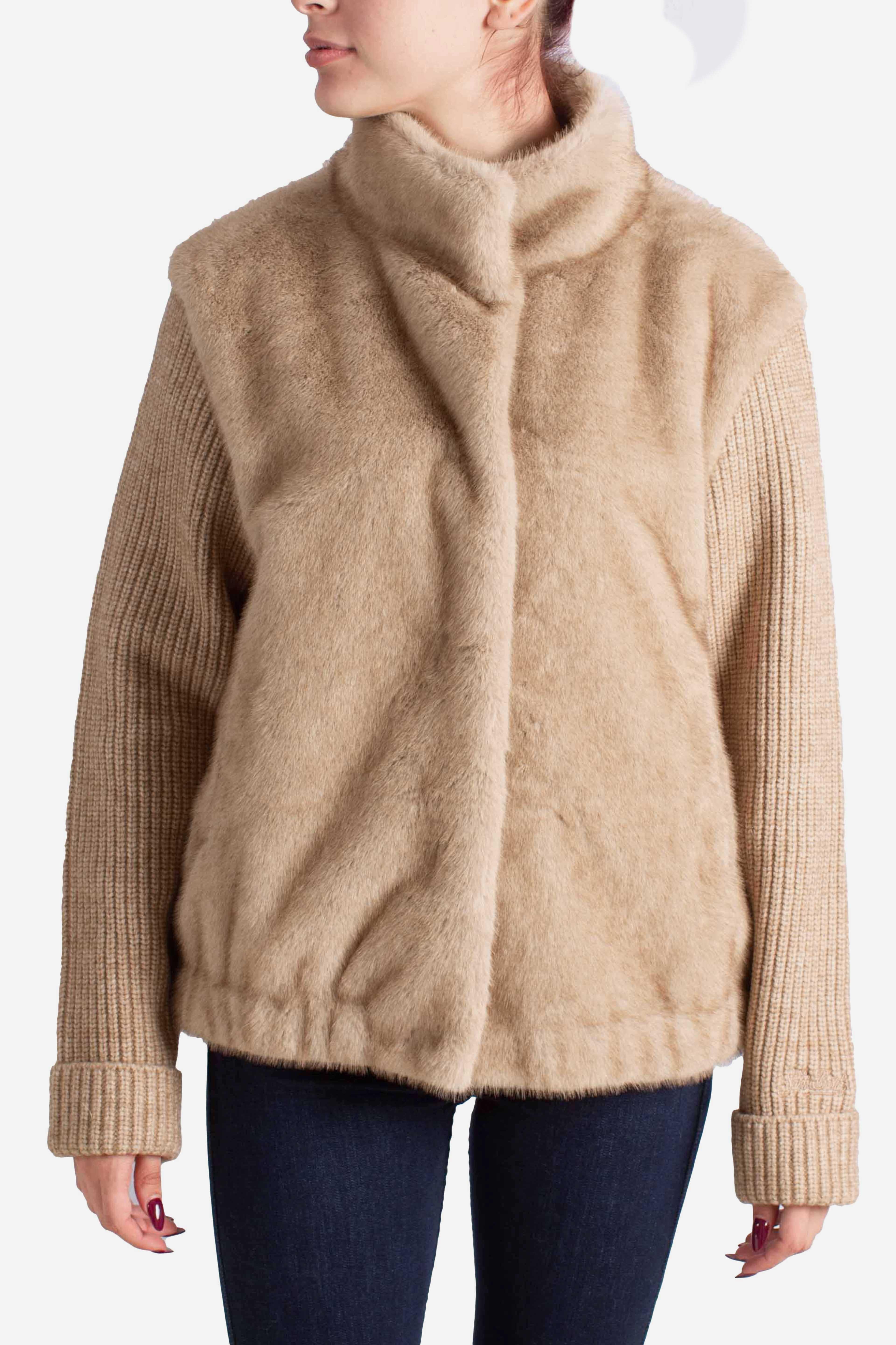 Giacca in Maglia e pelliccia sintetica Beige AEL000100232I MC2 SAINT BARTH