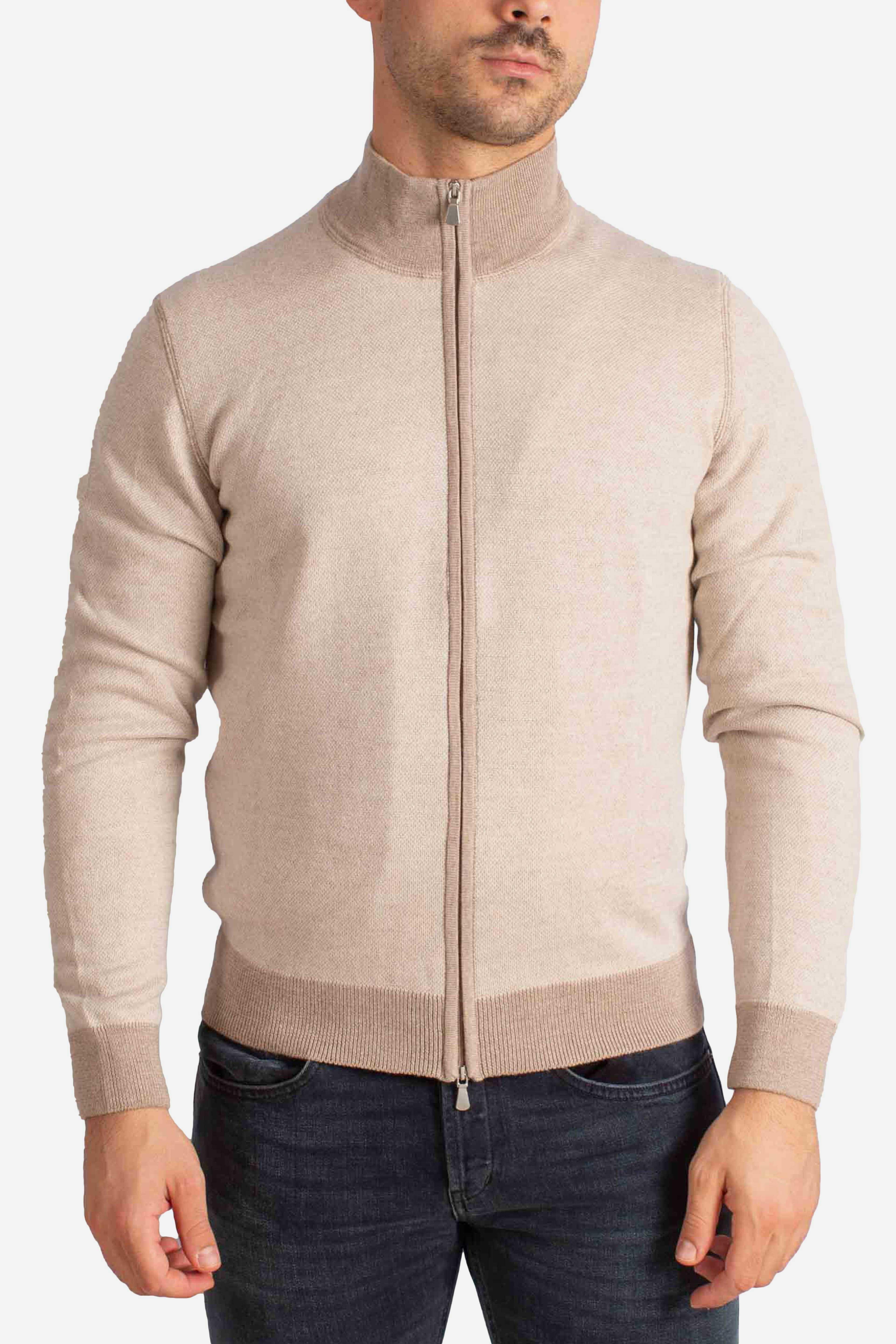 Cardigan Uomo con Zip in Lana beige 5711414241018 GRAN SASSO