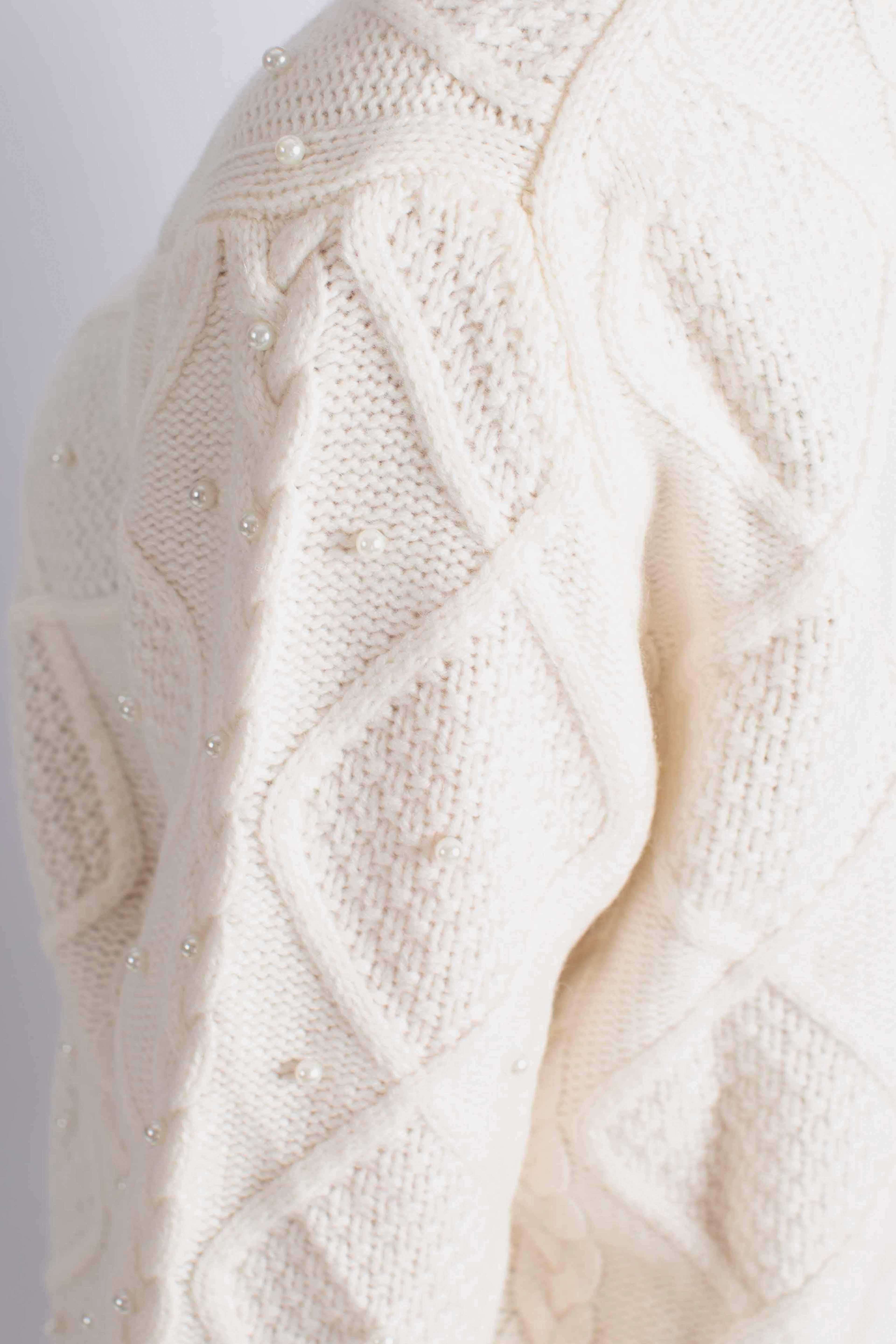Maglia white con Treccia e Perline MALM000300386I MC2 SAINT BARTH