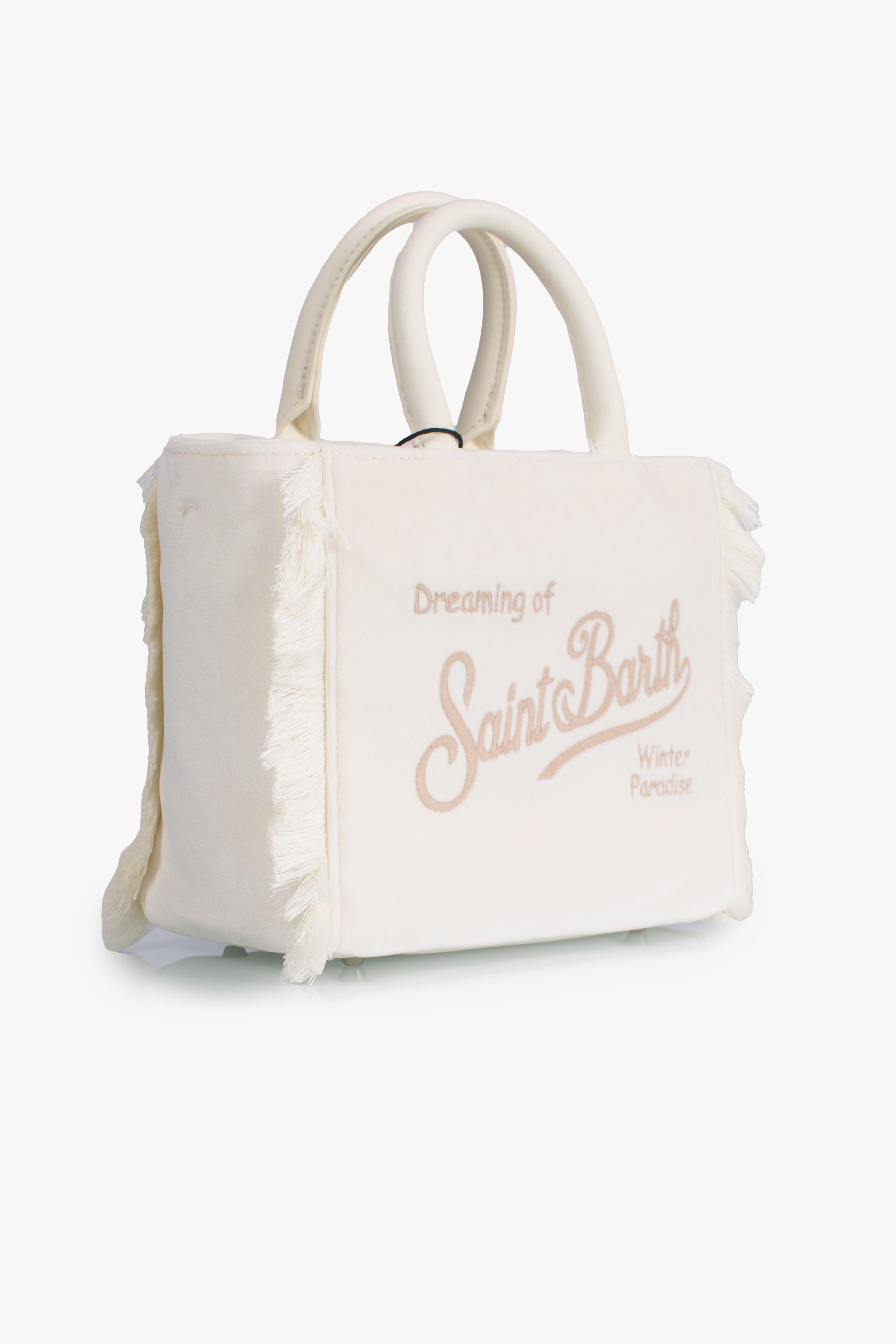 Borsa Vanity mini velvet Dreaming of Saint Barth Winter Paradise white VAMI02701320I MC2 SAINT BARTH