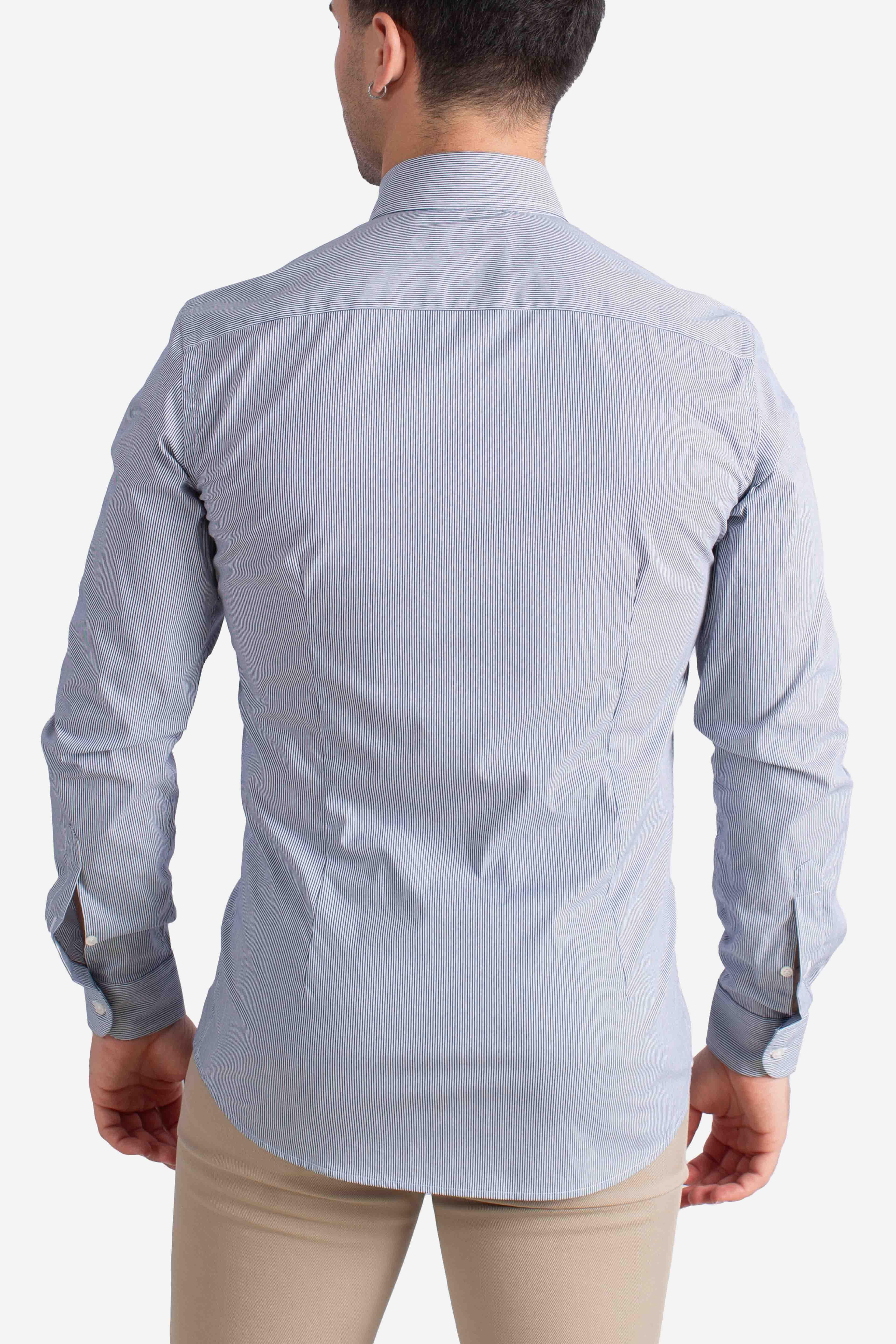 Camicia Uomo botton down Stretch Microfantasia bianco blu NCMA150258SXAIU806 FAY