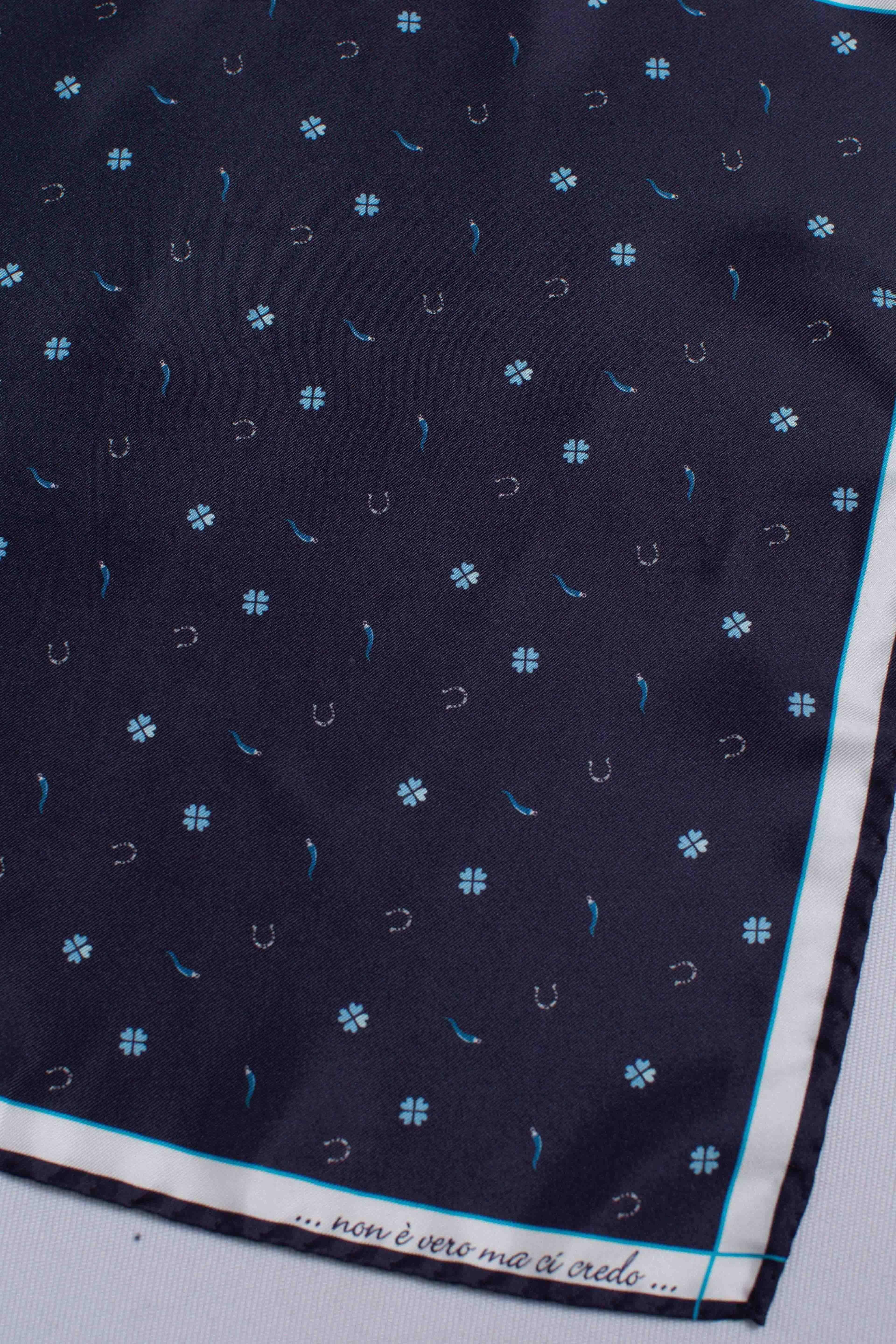 Pochette in seta stampa dandy scaramantia blu SCARAMANTIA1 FEFE'