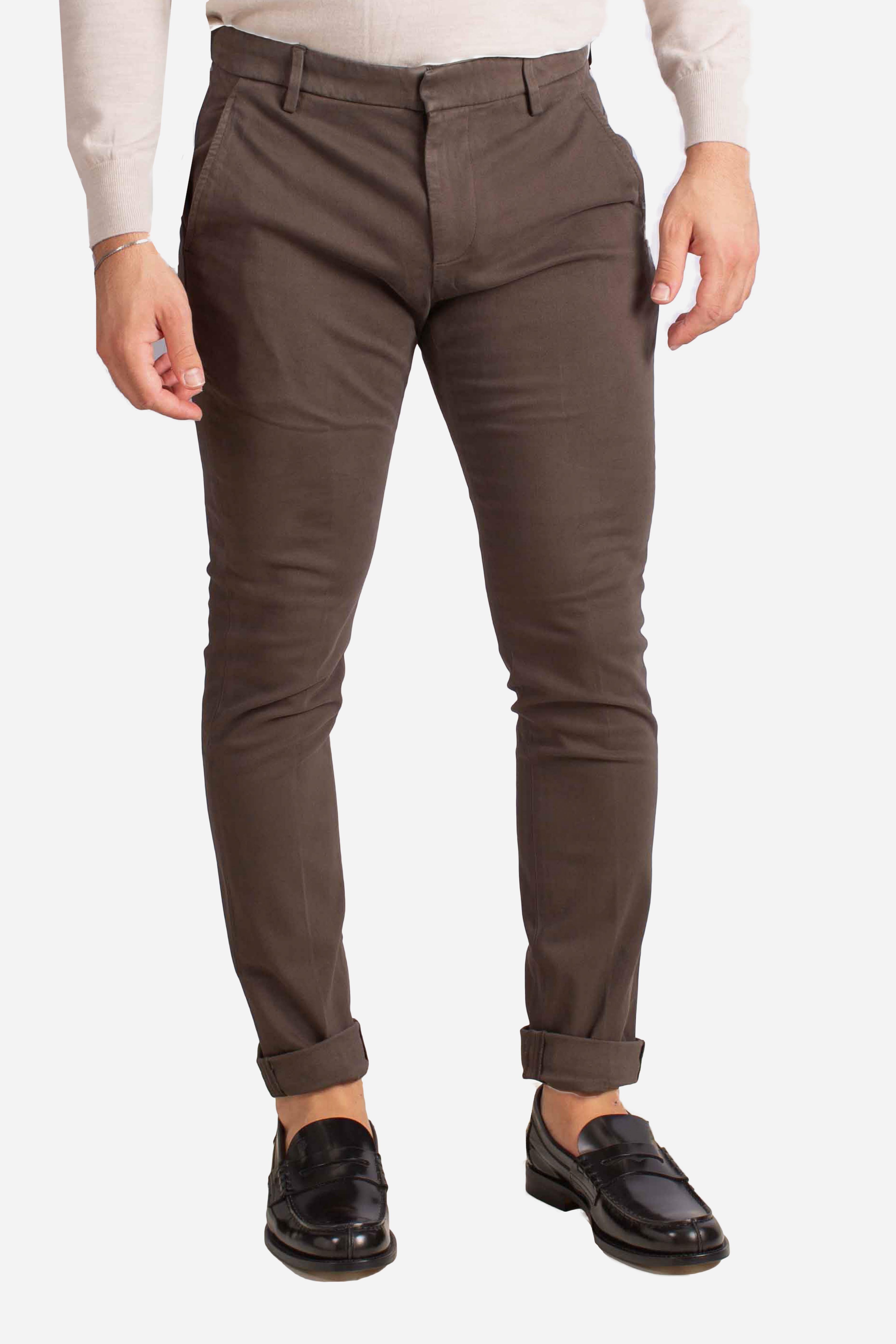 Pantaloni Slim Fit in Cotone Stretch moro UP235RSE032U671 DONDUP