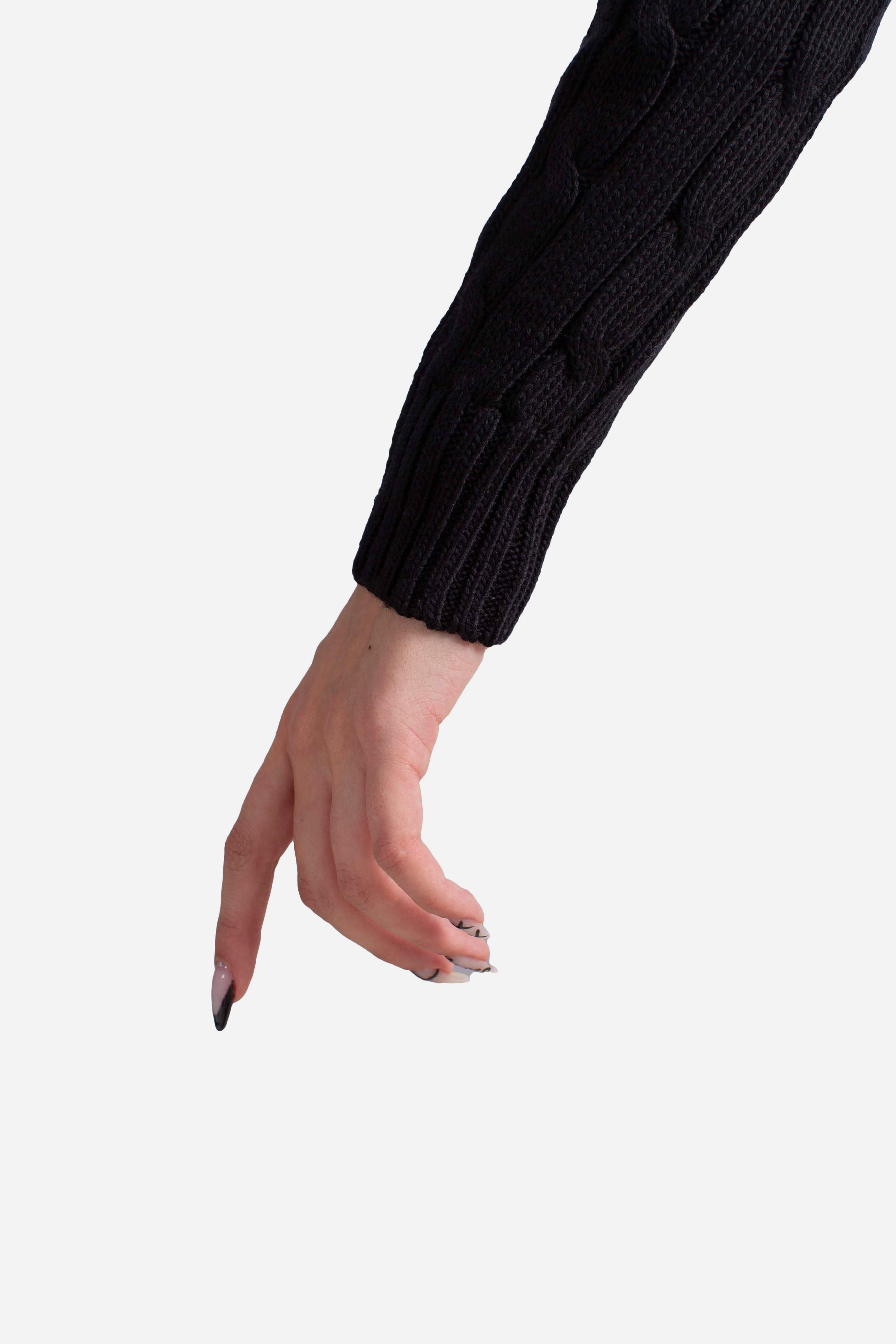 Maglia a girocollo in cotone a trecce black 211971869006 POLO RALPH LAUREN