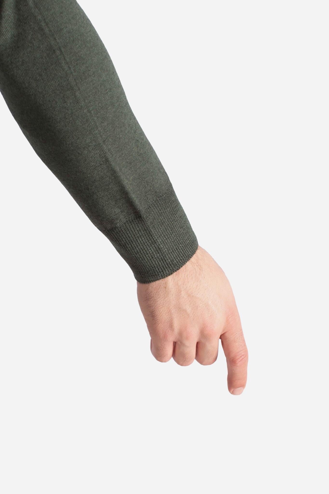 Maglia Girocollo in Lana Merino Extrafine verde militare 5516722792628 GRAN SASSO