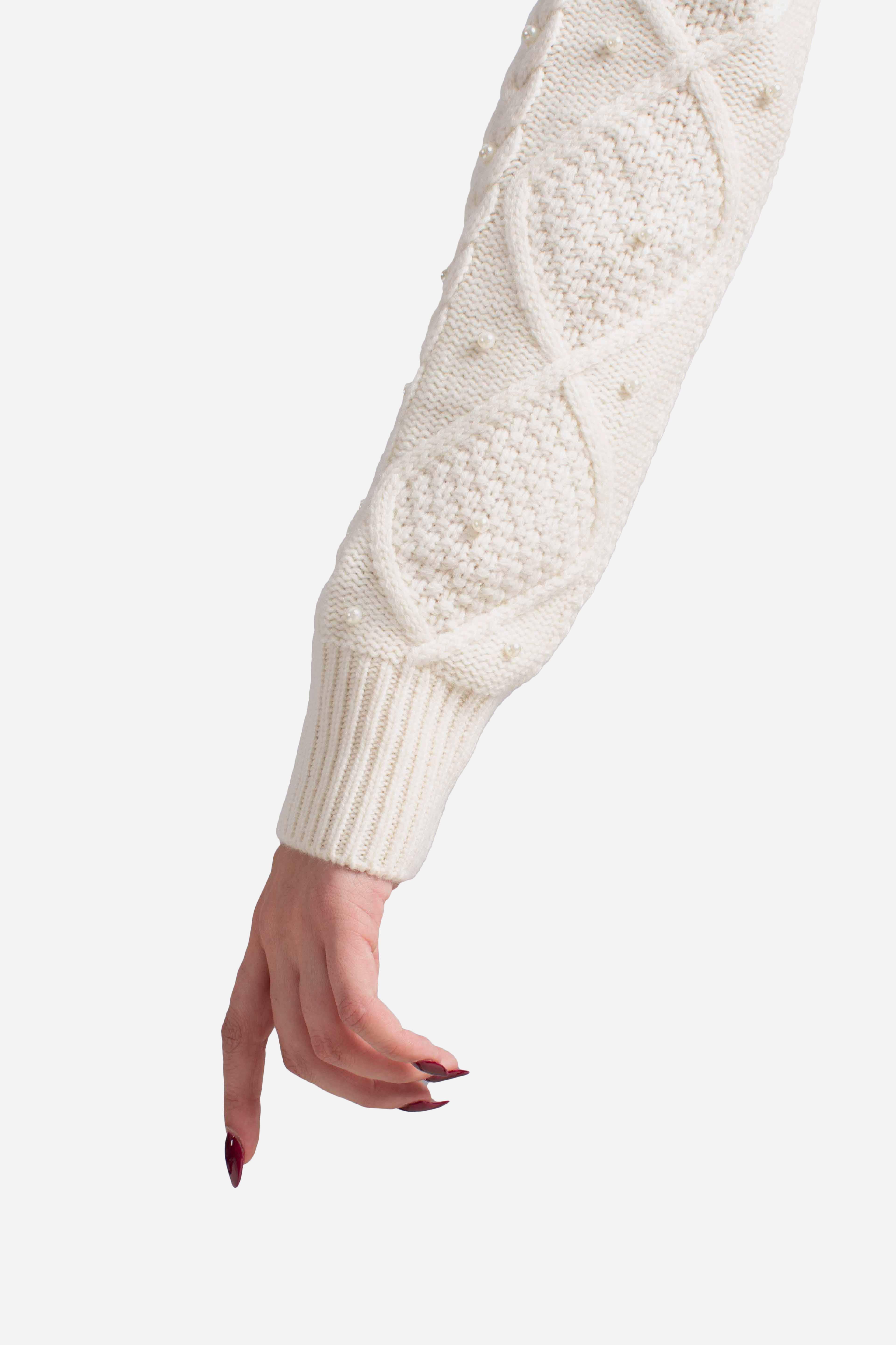 Maglia white con Treccia e Perline MALM000300386I MC2 SAINT BARTH