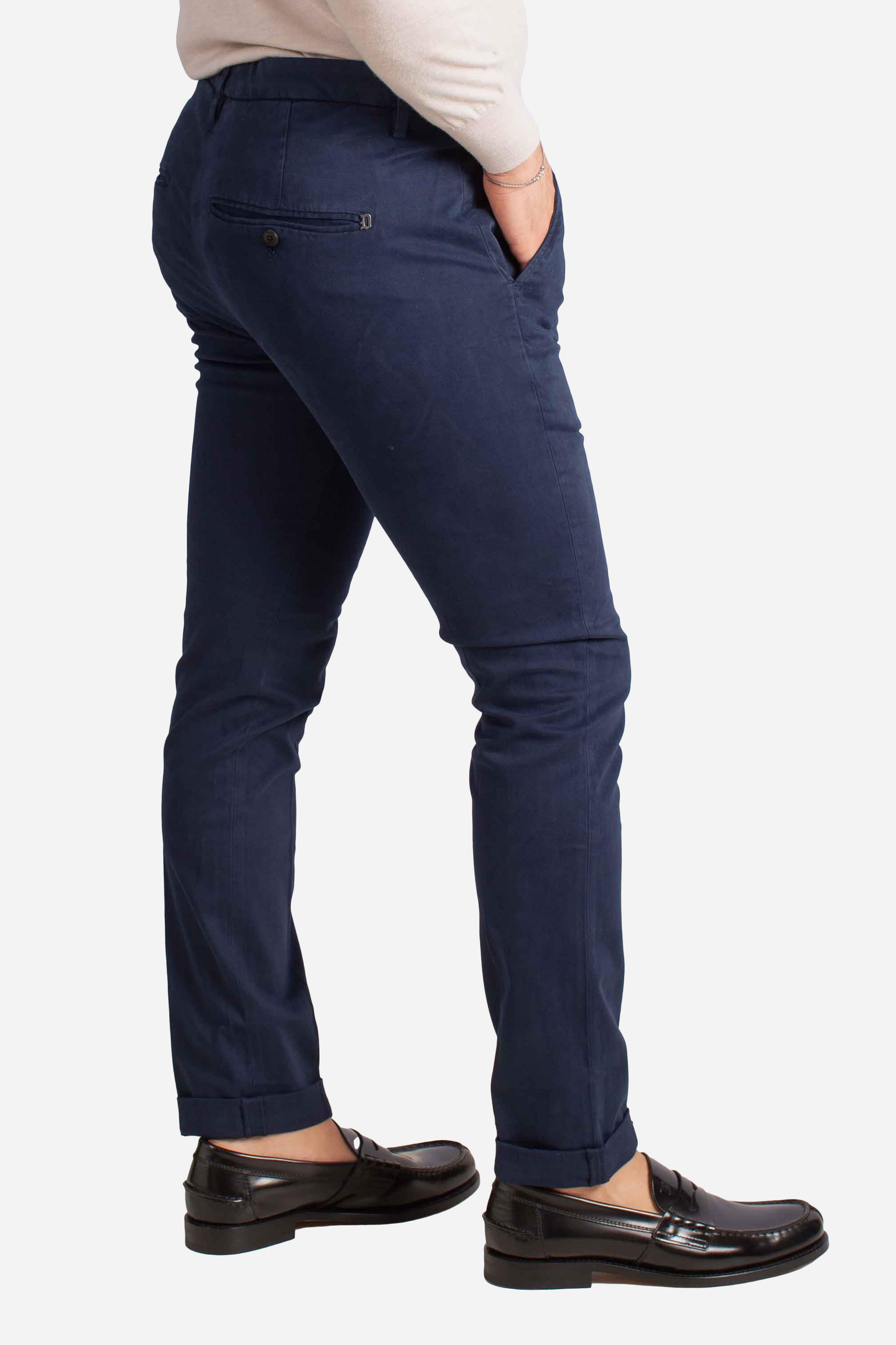 Pantaloni Slim Fit in Cotone Stretch blu navy UP235GSE043U890 DONDUP