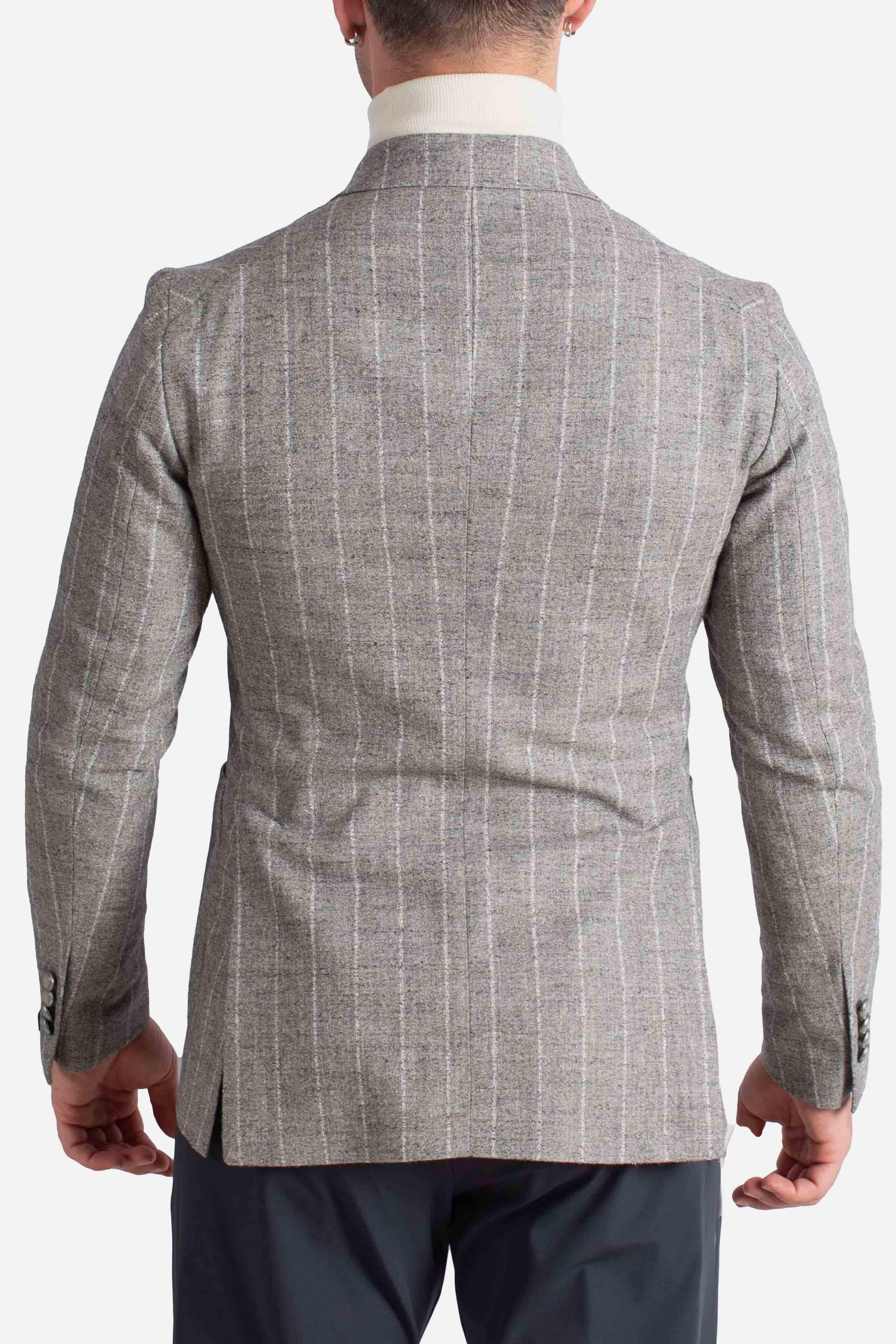 Giacca doppiopetto gessata grigio perla 1SMC20K850012P1249 TAGLIATORE