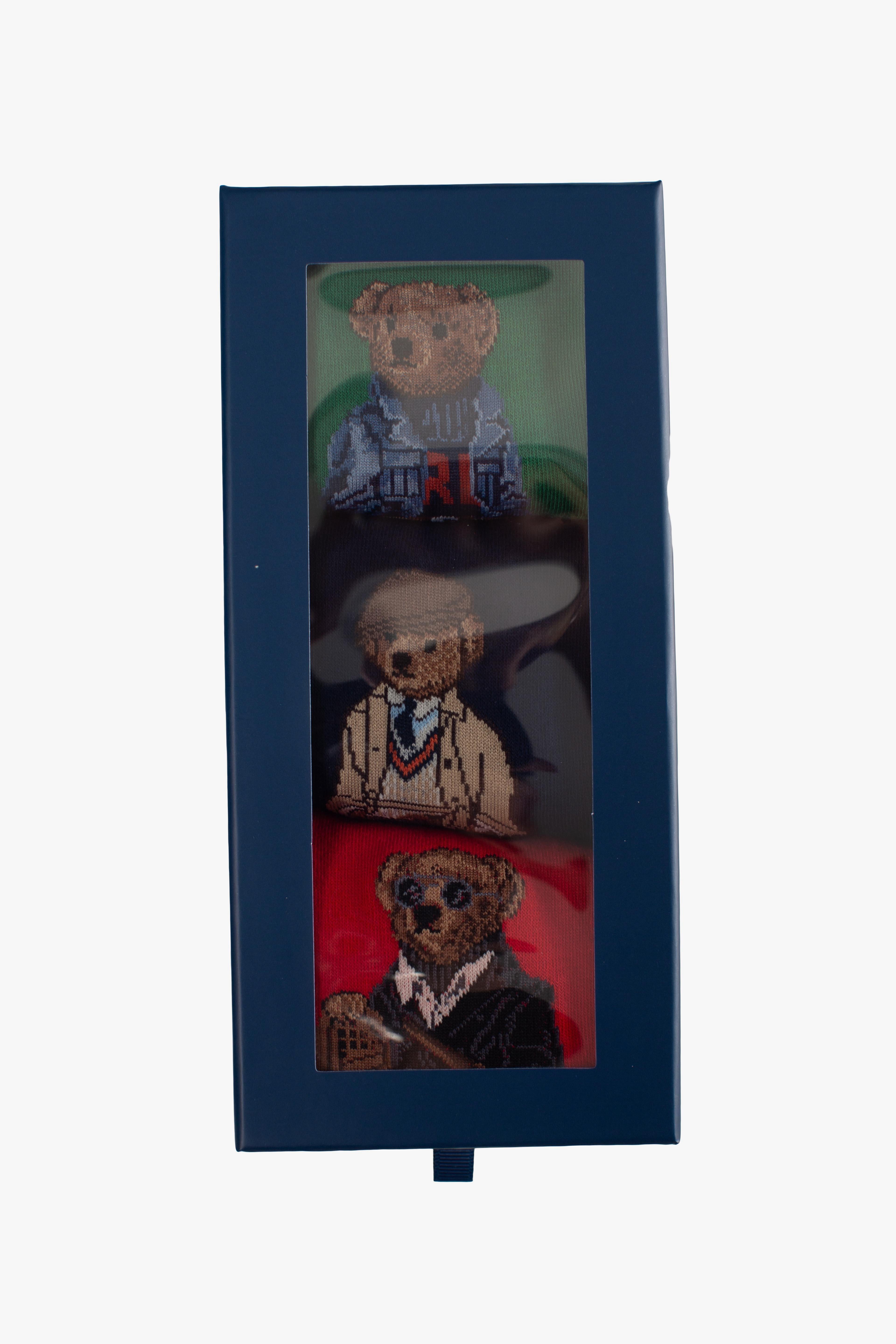Set regalo 3 paia di calze Polo Bear green navy red 449P04717001 POLO RALPH LAUREN