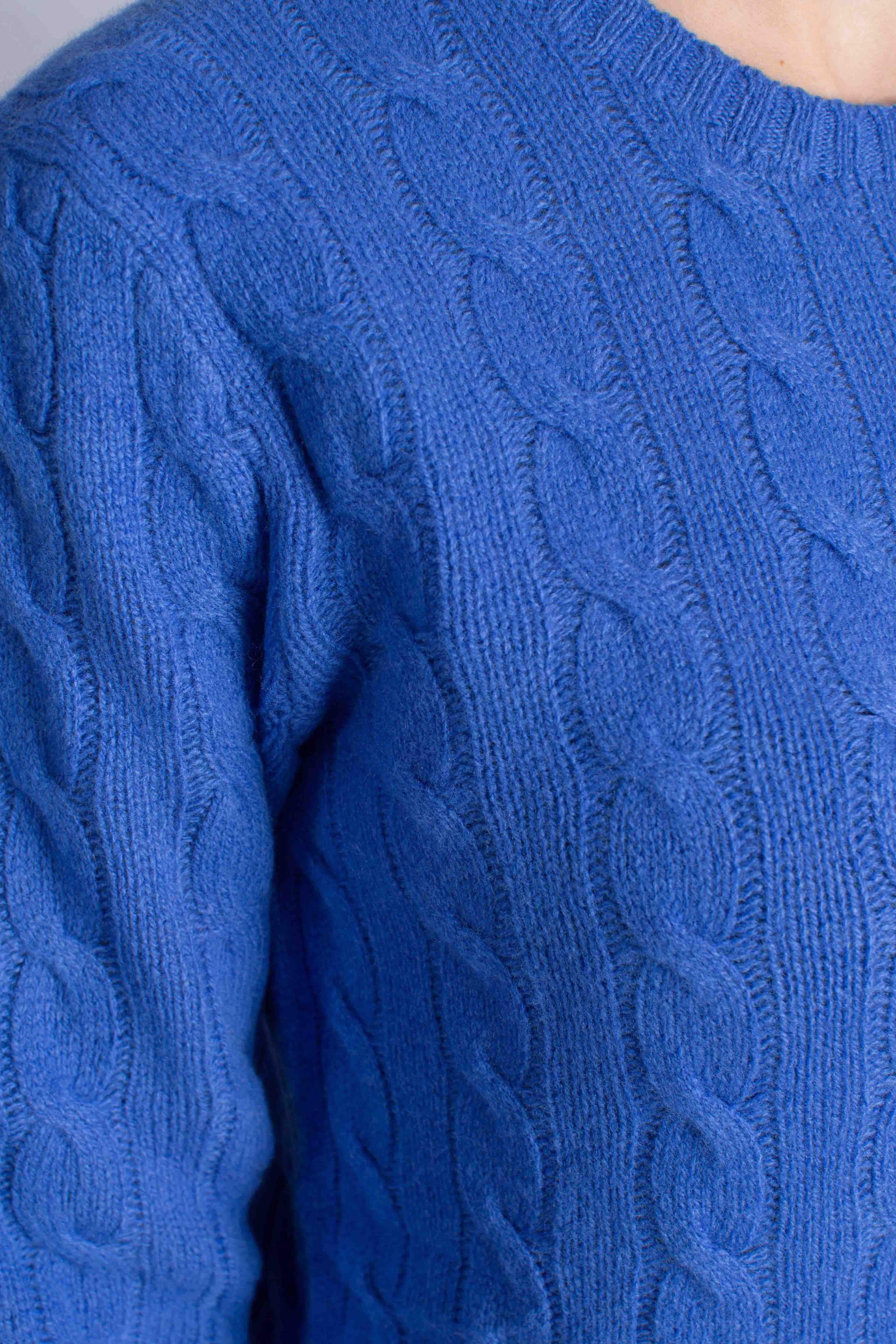 Girocollo in lana e cashmere a trecce blue 211971865006 POLO RALPH LAUREN