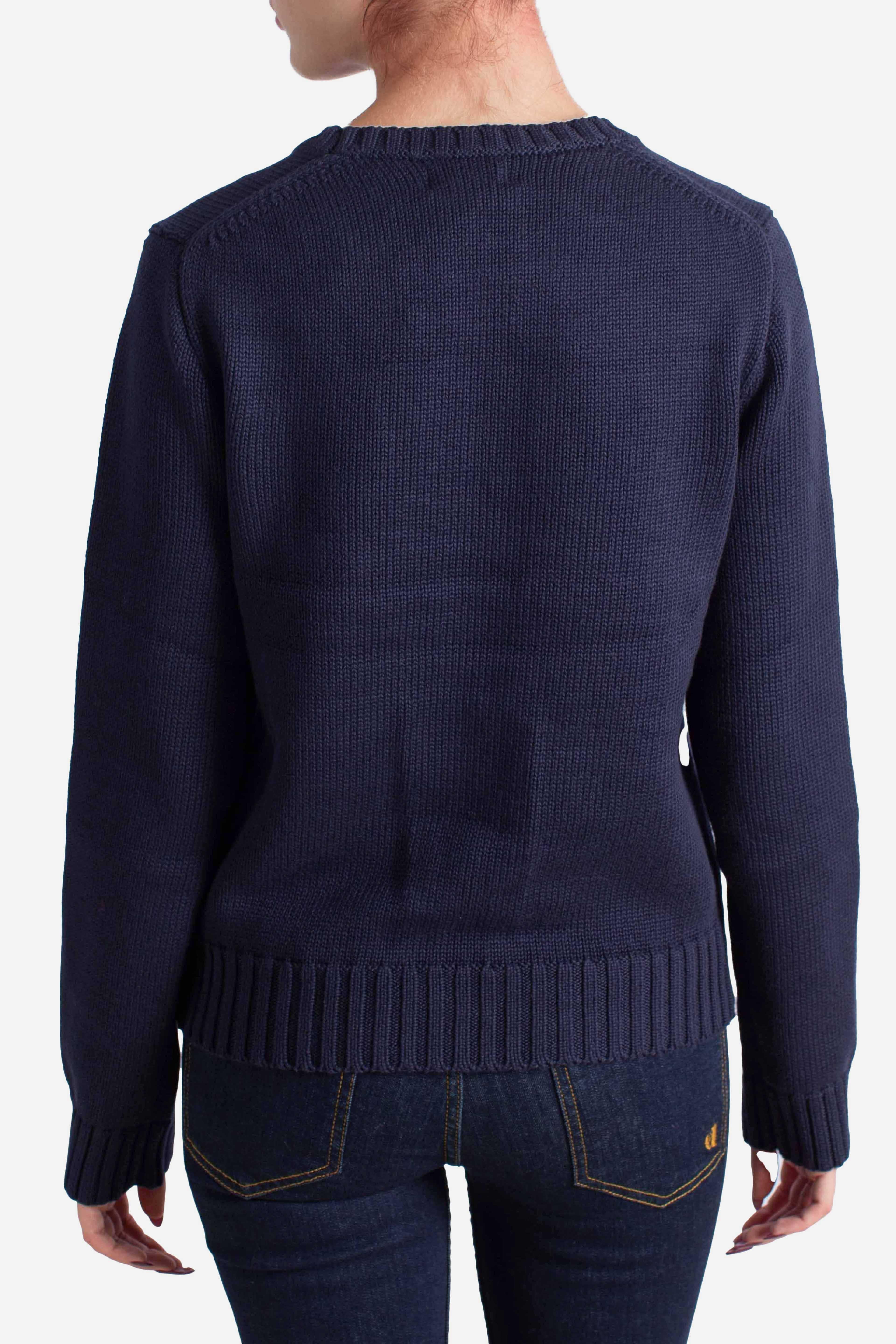 Maglia girocollo in cotone con bandiera navy 211896939001 POLO RALPH LAUREN
