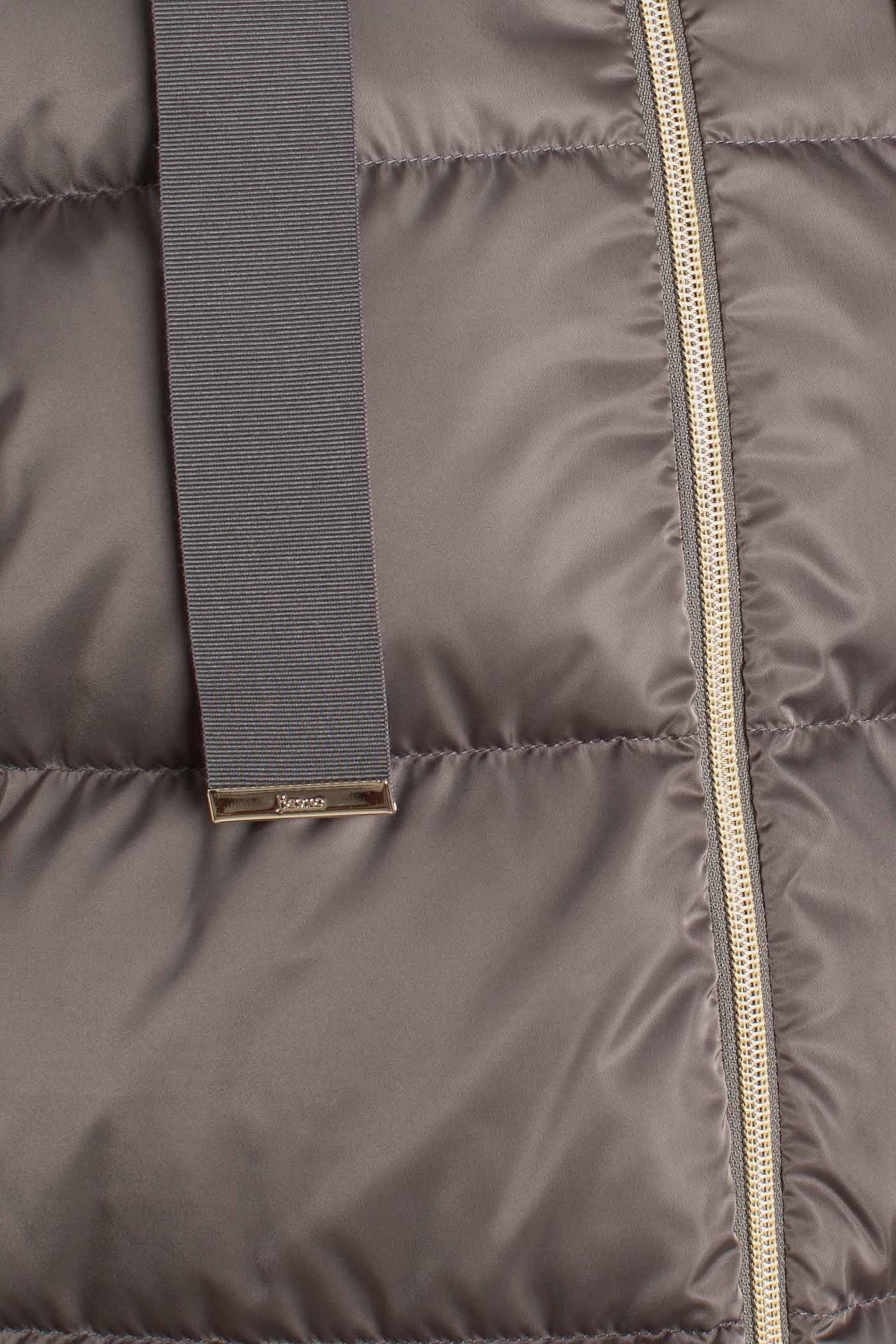 Piumino Donna Nylon Satin grigio con Cappuccio e Zip Oro PI1304D12170Z9480 HERNO