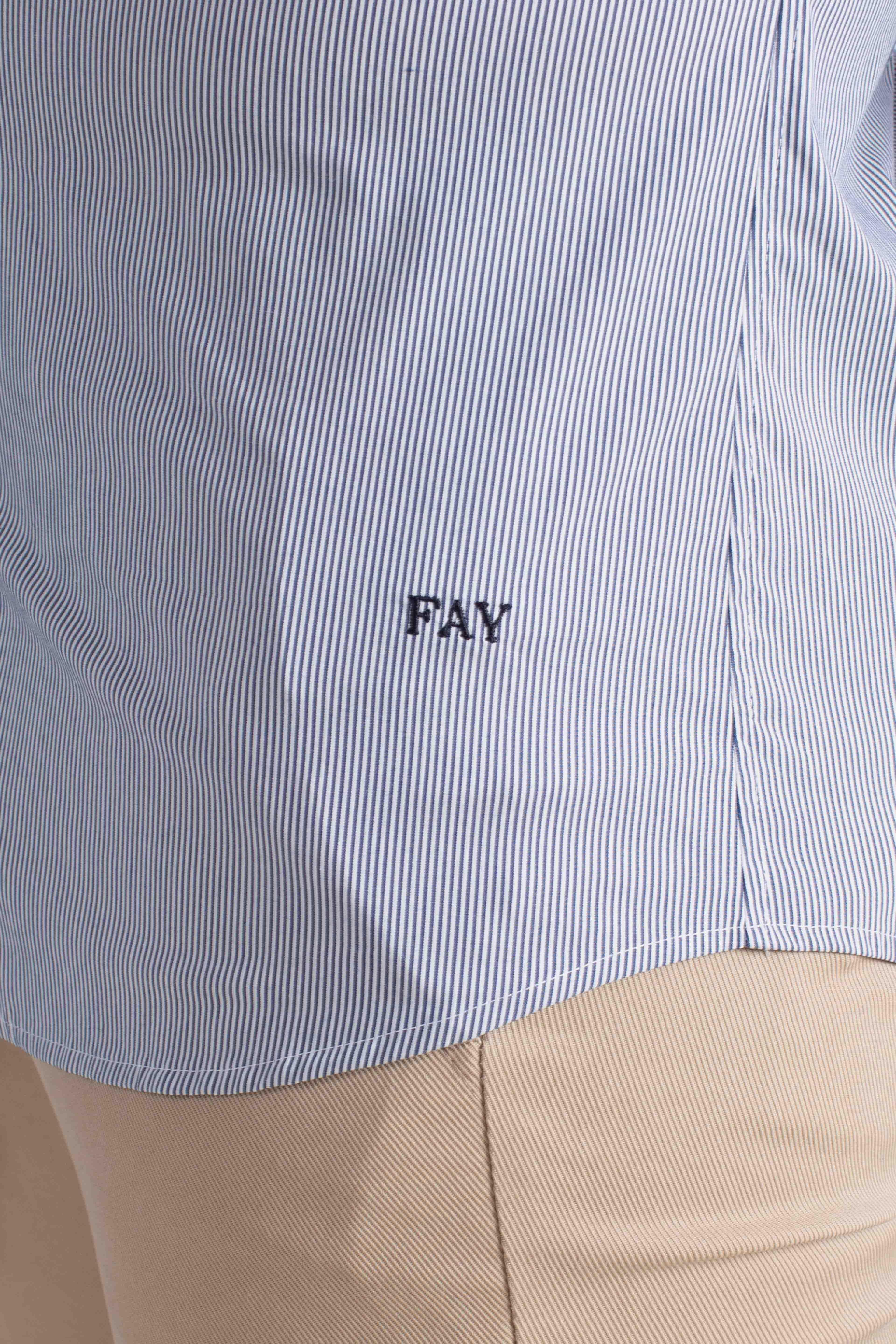 Camicia Uomo semi francese Stretch Microfantasia bianco celeste NCMA150259SXAIU806 FAY