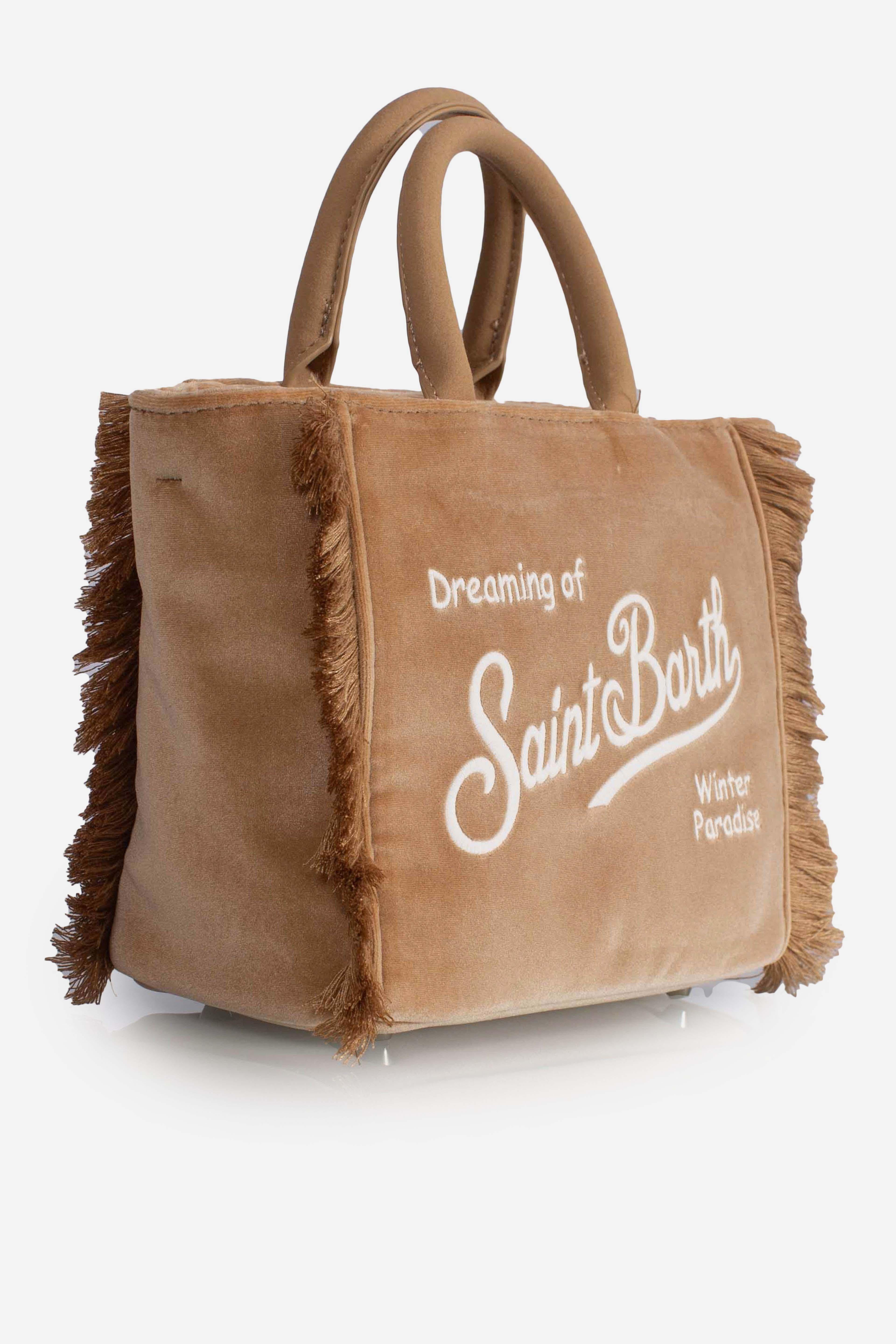 Borsa Vanity mini velvet Dreaming of Saint Barth Winter Paradise beige VAMI02700296I MC2 SAINT BARTH