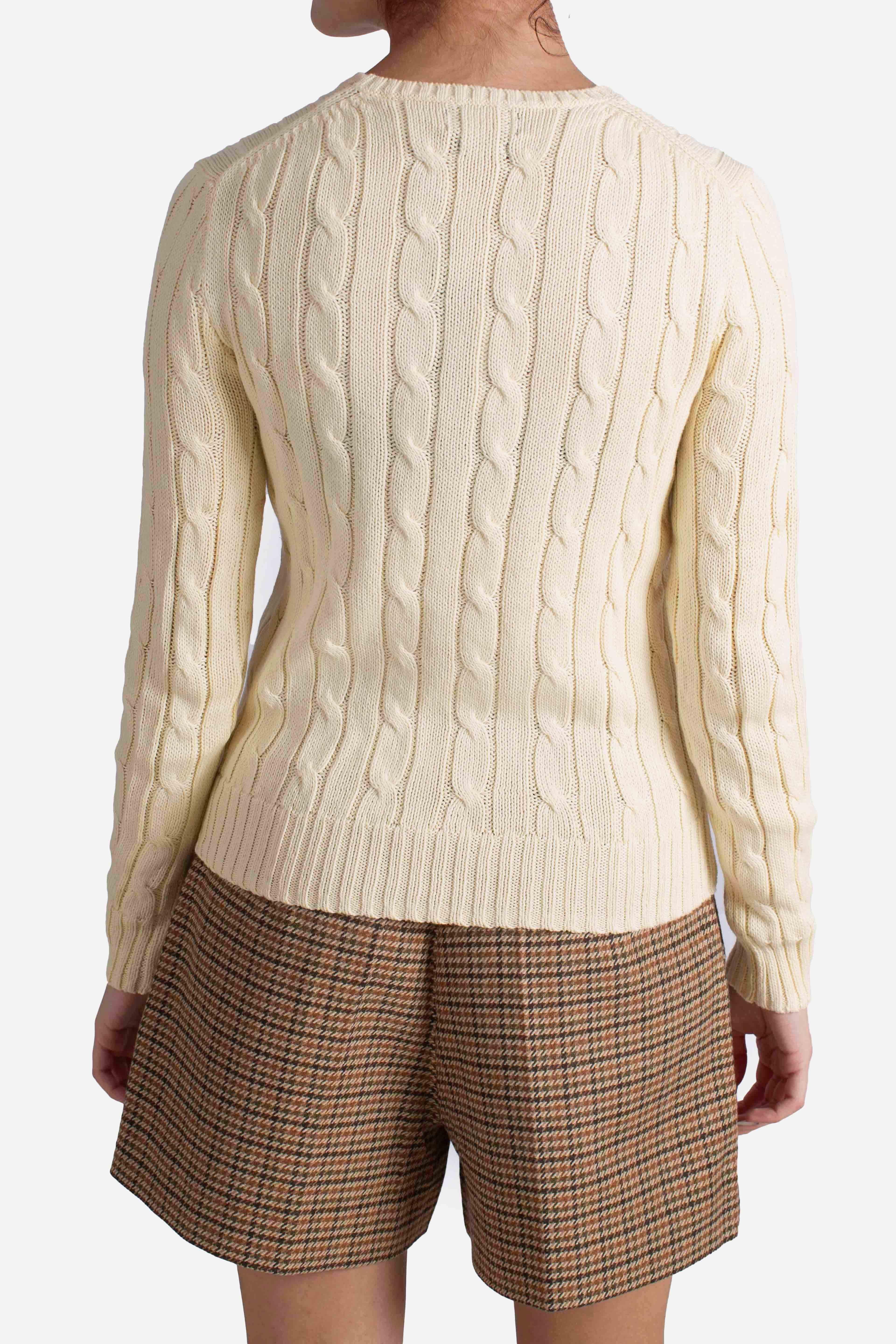 Maglia a girocollo in cotone a trecce cream 211971869015 POLO RALPH LAUREN