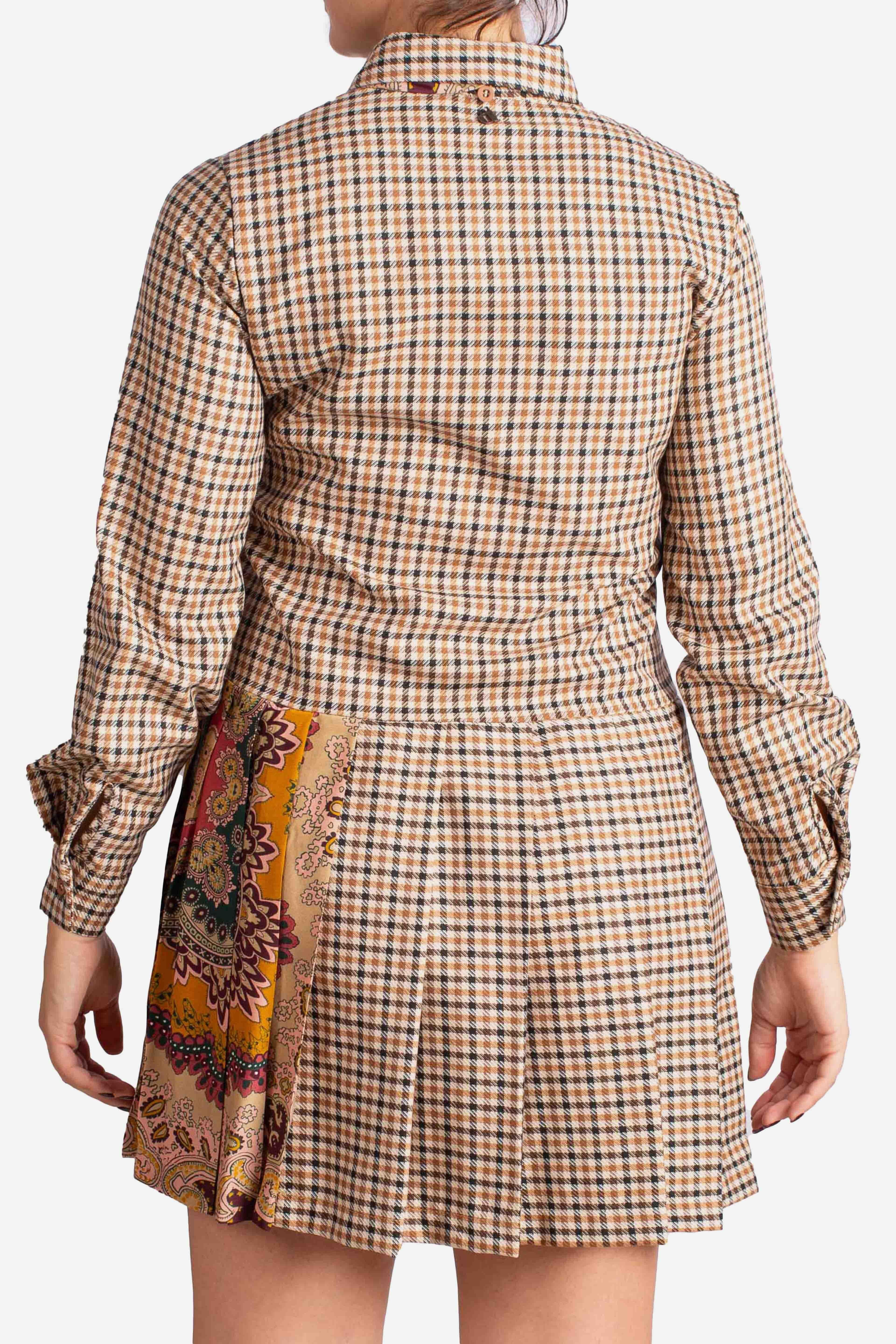 Abito corto a fantasia check con foulard ALO5KNFA1811 DIXIE