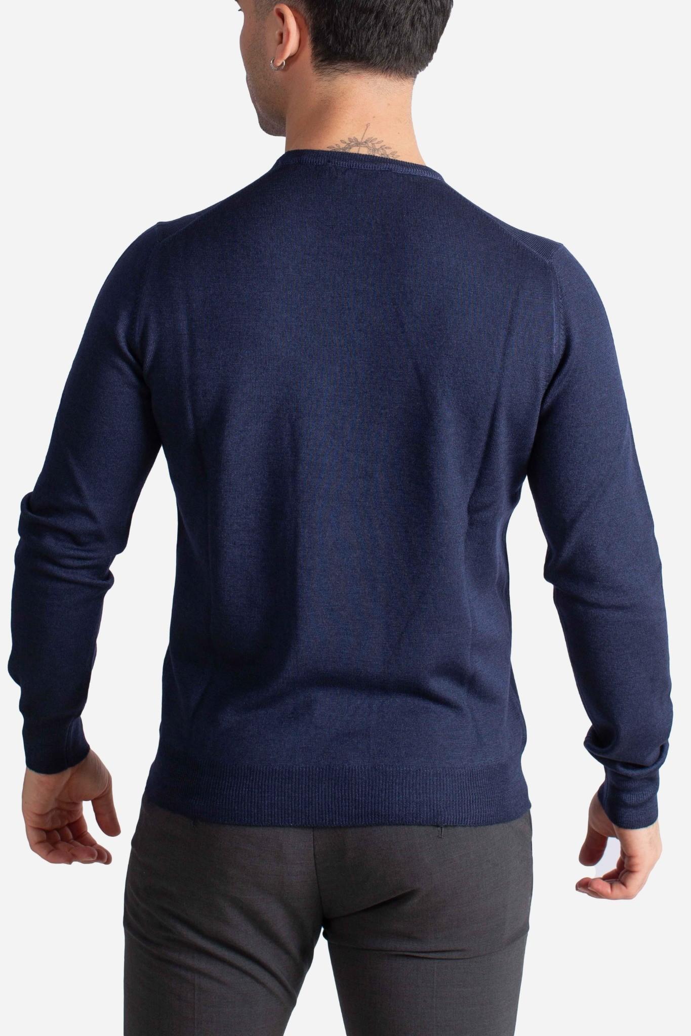 Maglia Girocollo in Lana Merino Extrafine blu avio 5516722792905 GRAN SASSO